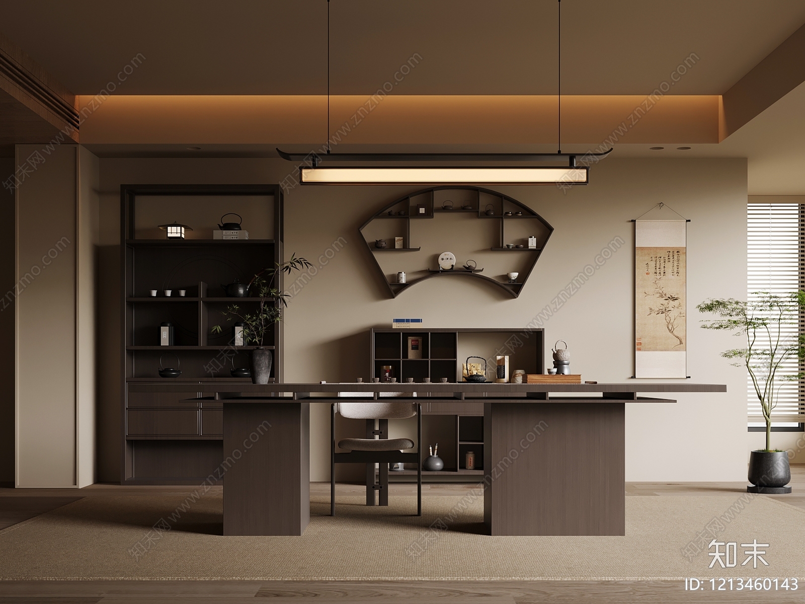 新中式茶室3D模型下载【ID:1213460143】