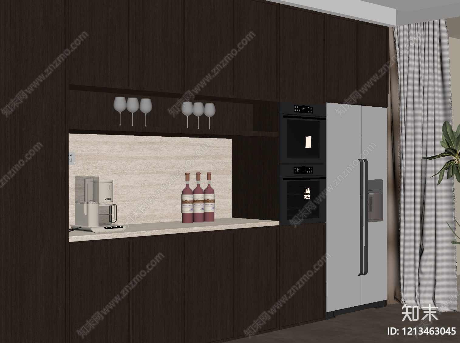 极简开放式厨房SU模型下载【ID:1213463045】
