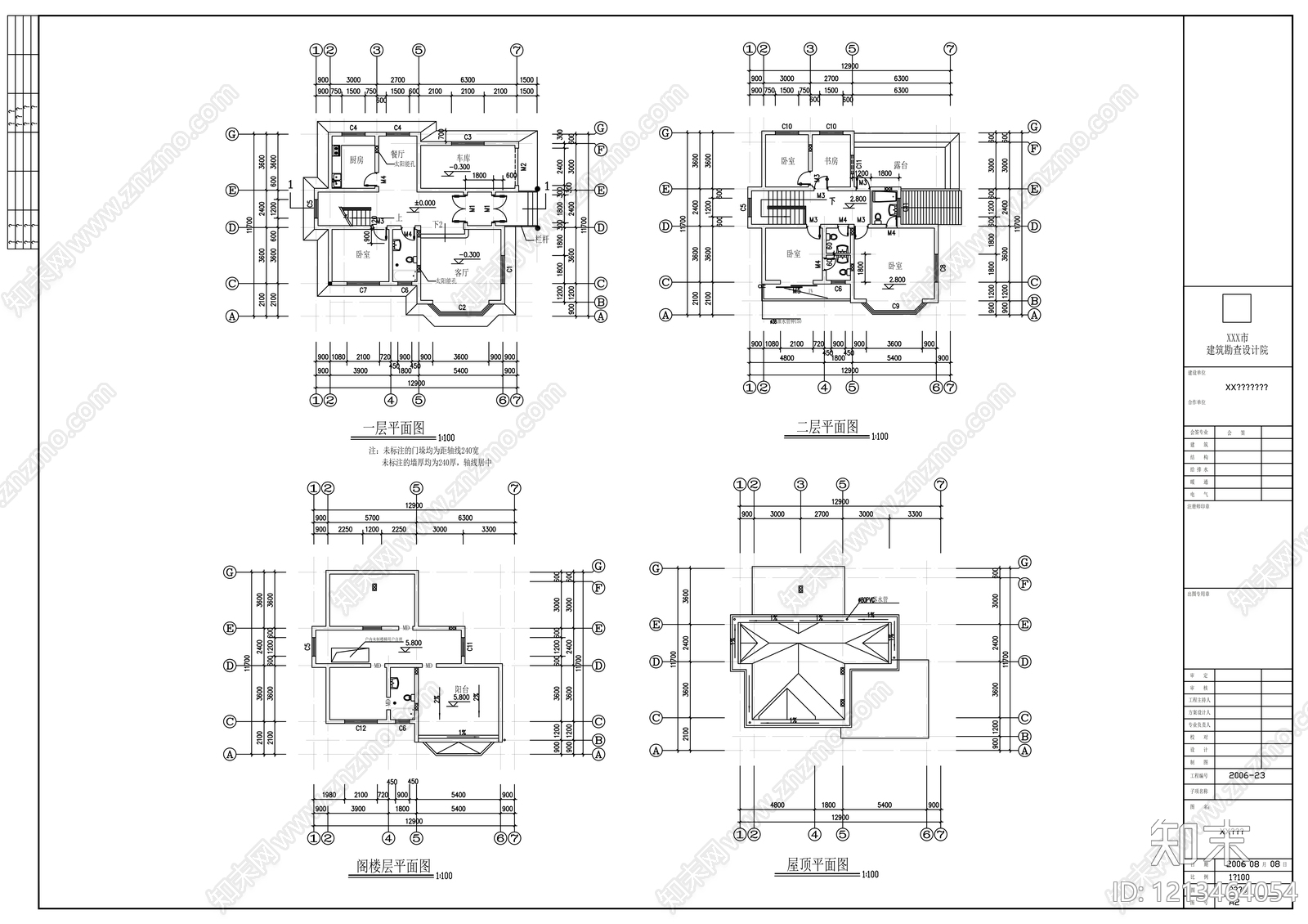 欧式别墅建筑cad施工图下载【ID:1213464054】