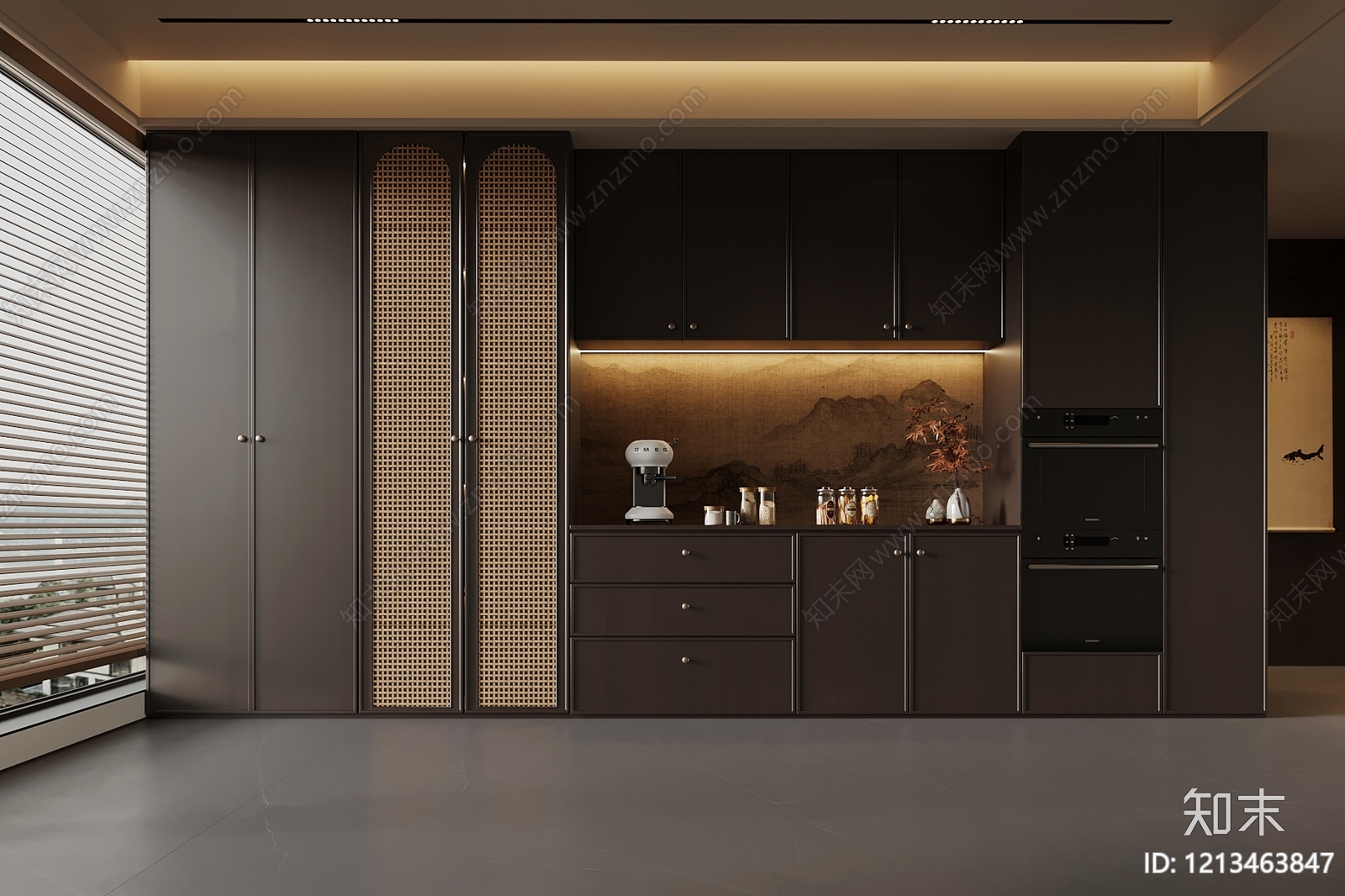 新中式开放式厨房3D模型下载【ID:1213463847】