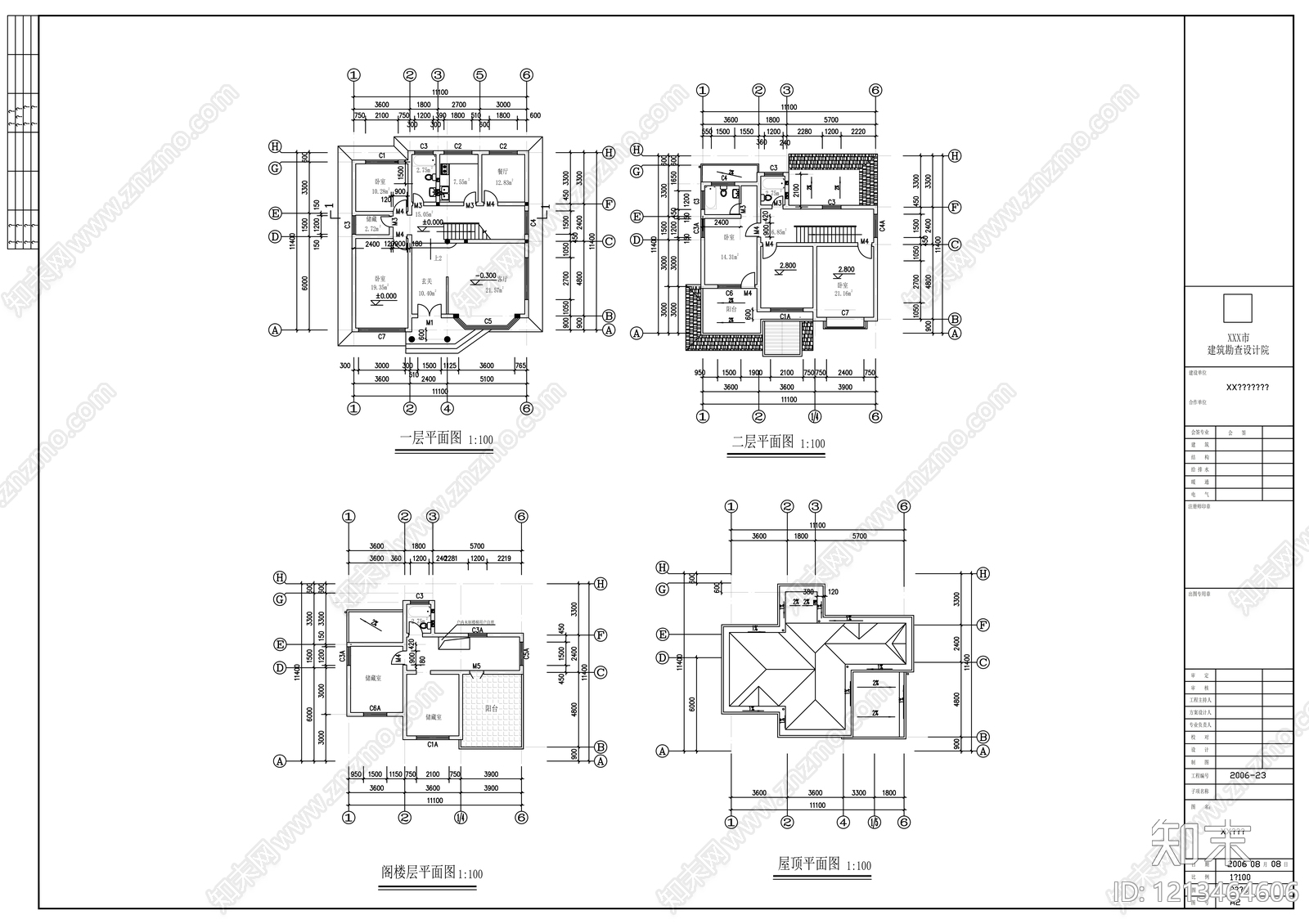 欧式别墅建筑cad施工图下载【ID:1213464606】