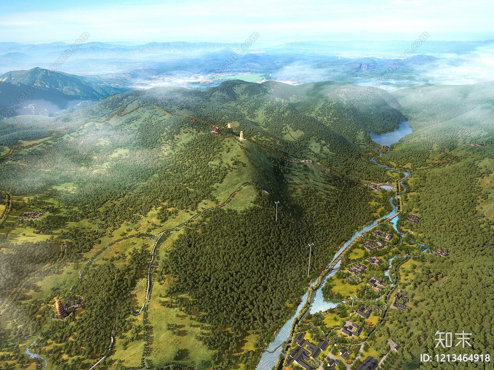 新中式文旅项目景观3D模型下载【ID:1213464918】