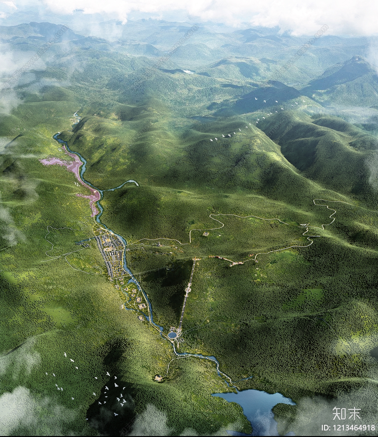新中式文旅项目景观3D模型下载【ID:1213464918】