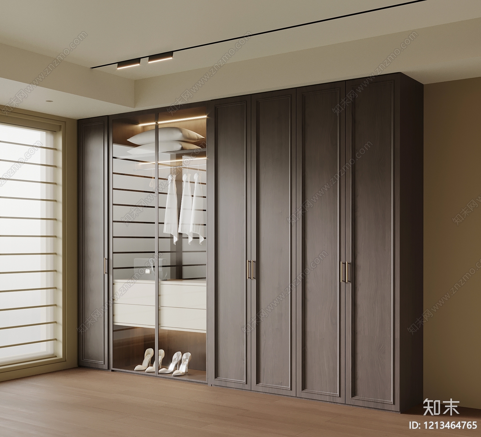 现代简约衣帽间3D模型下载【ID:1213464765】