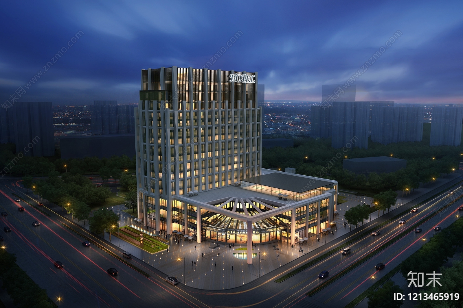 现代主义酒店外观3D模型下载【ID:1213465919】