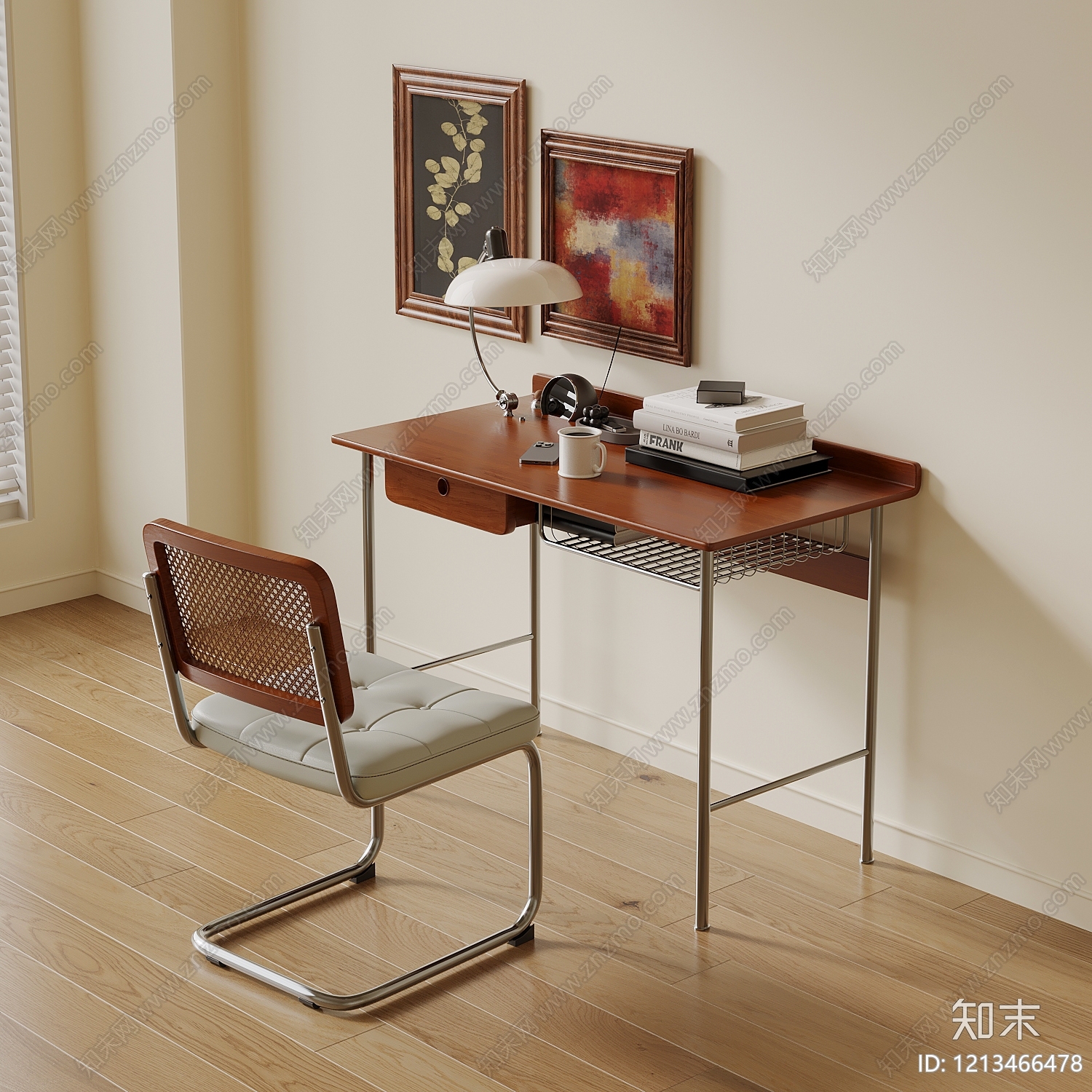 中古风书桌椅SU模型下载【ID:1213466478】