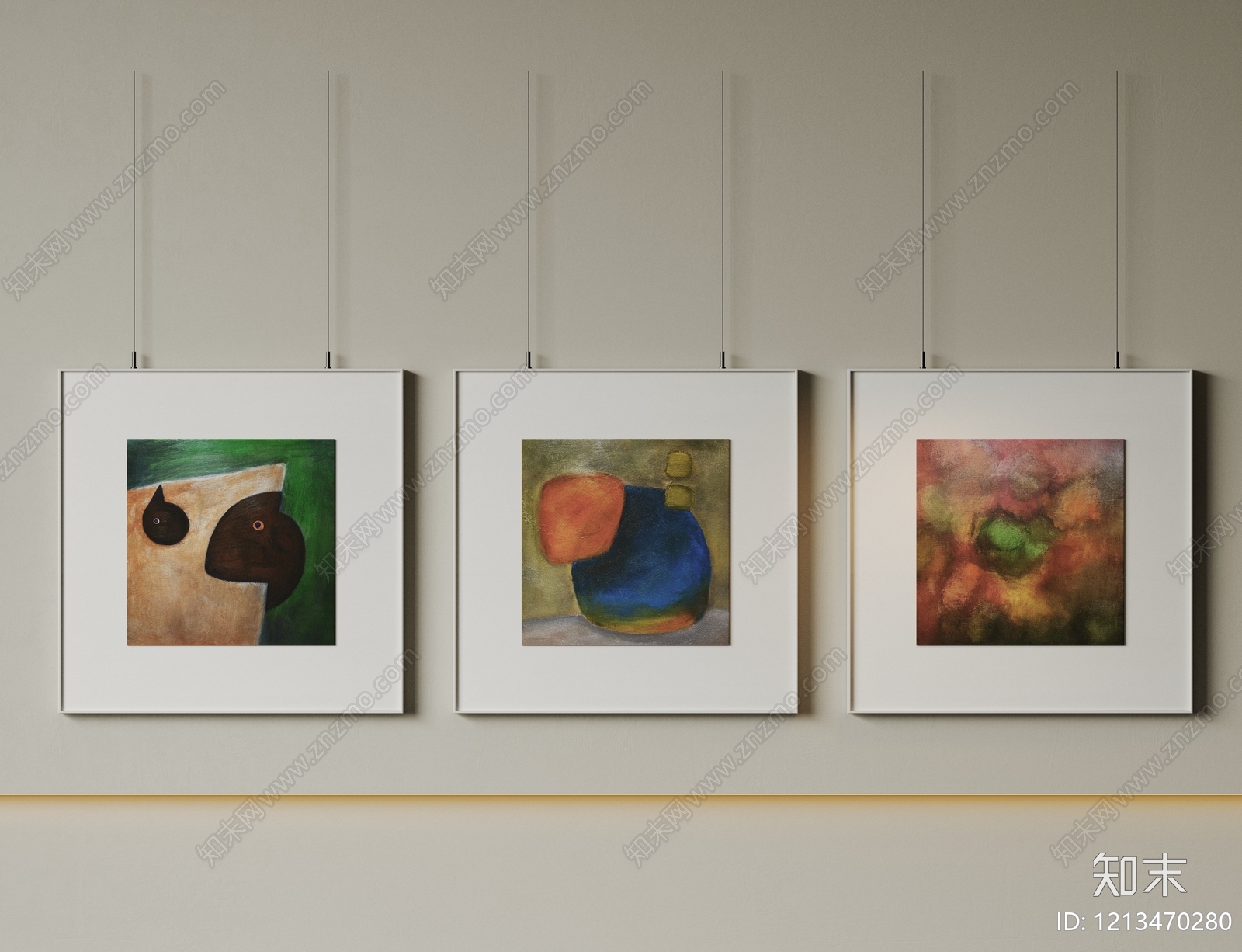 现代简约组合画3D模型下载【ID:1213470280】
