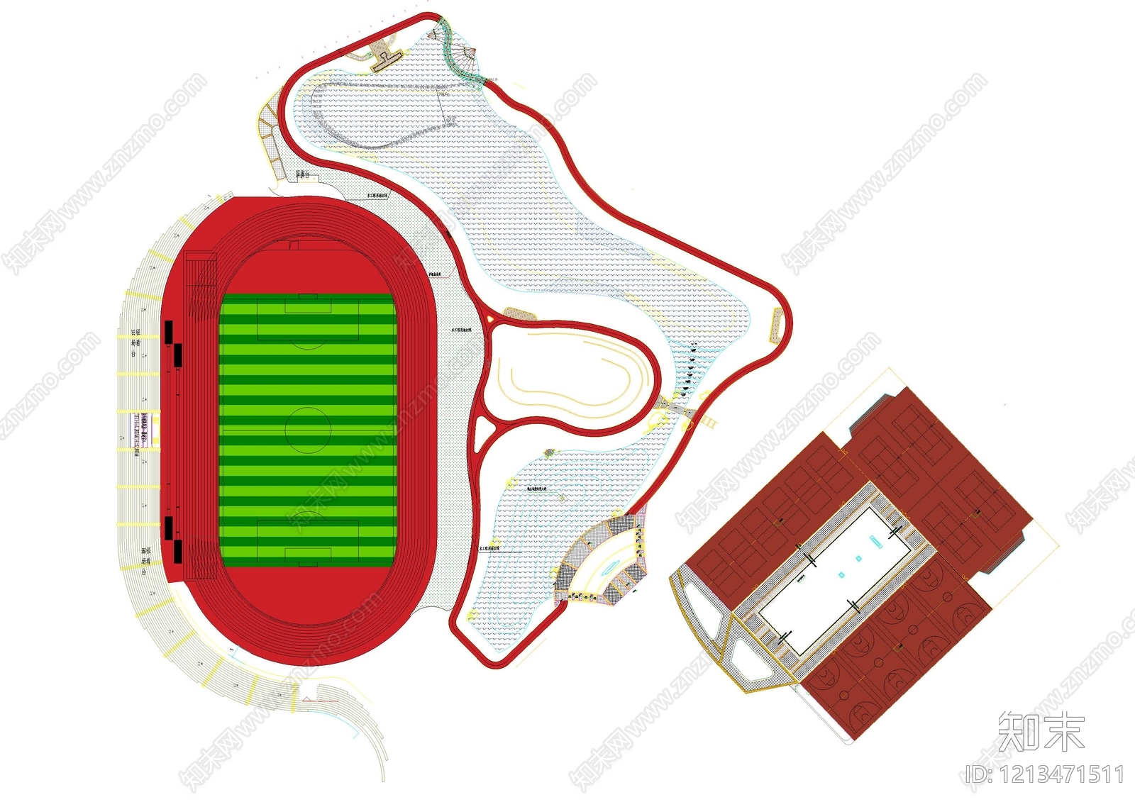 现代体育馆cad施工图下载【ID:1213471511】