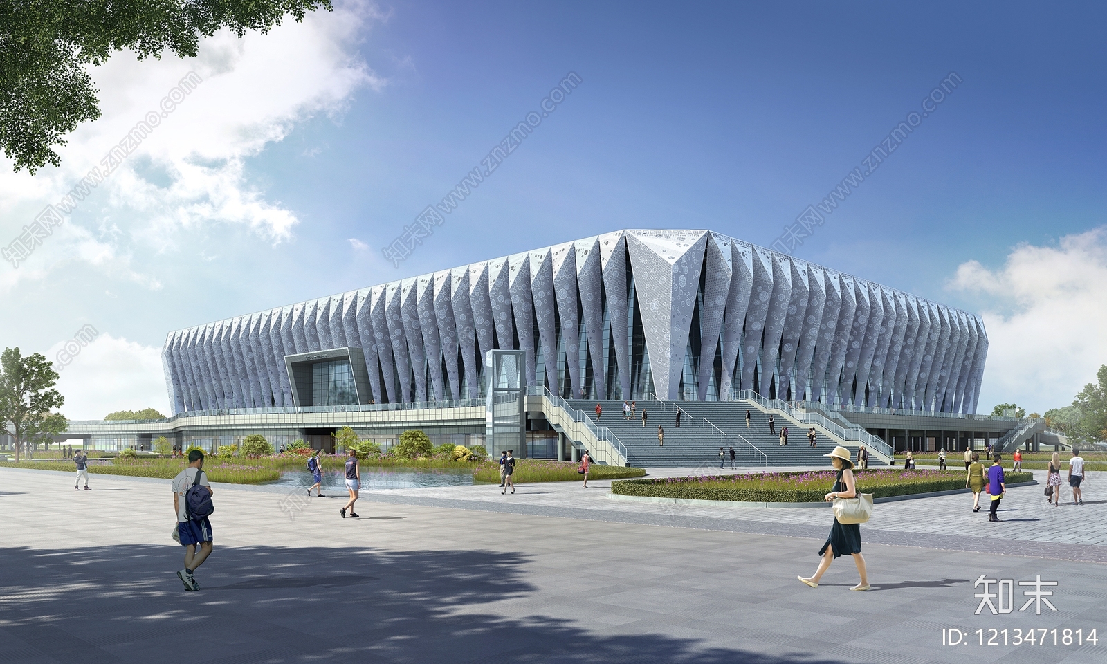 现代主义体育馆外观3D模型下载【ID:1213471814】