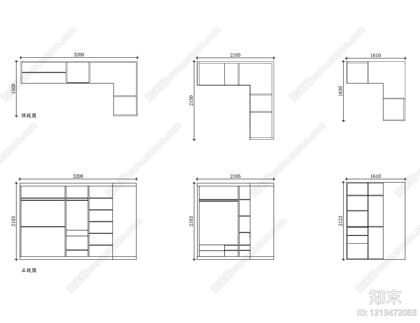 现代衣帽间施工图下载【ID:1213472083】