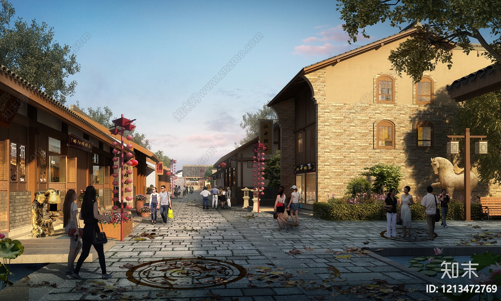 新中式商业街3D模型下载【ID:1213472769】