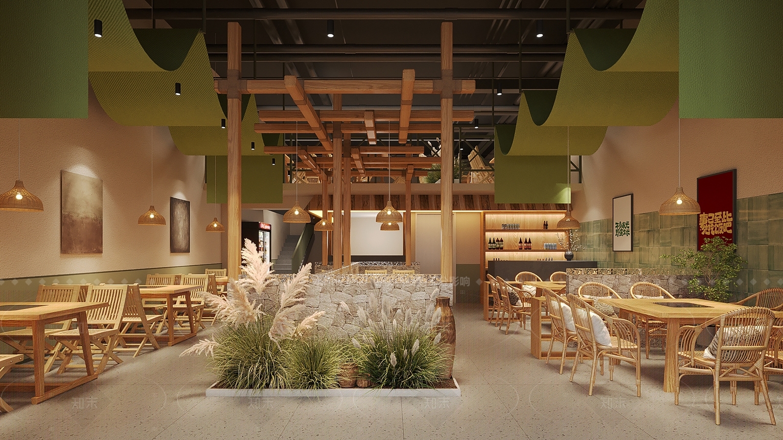 原木风烤肉店3D模型下载【ID:1213473145】