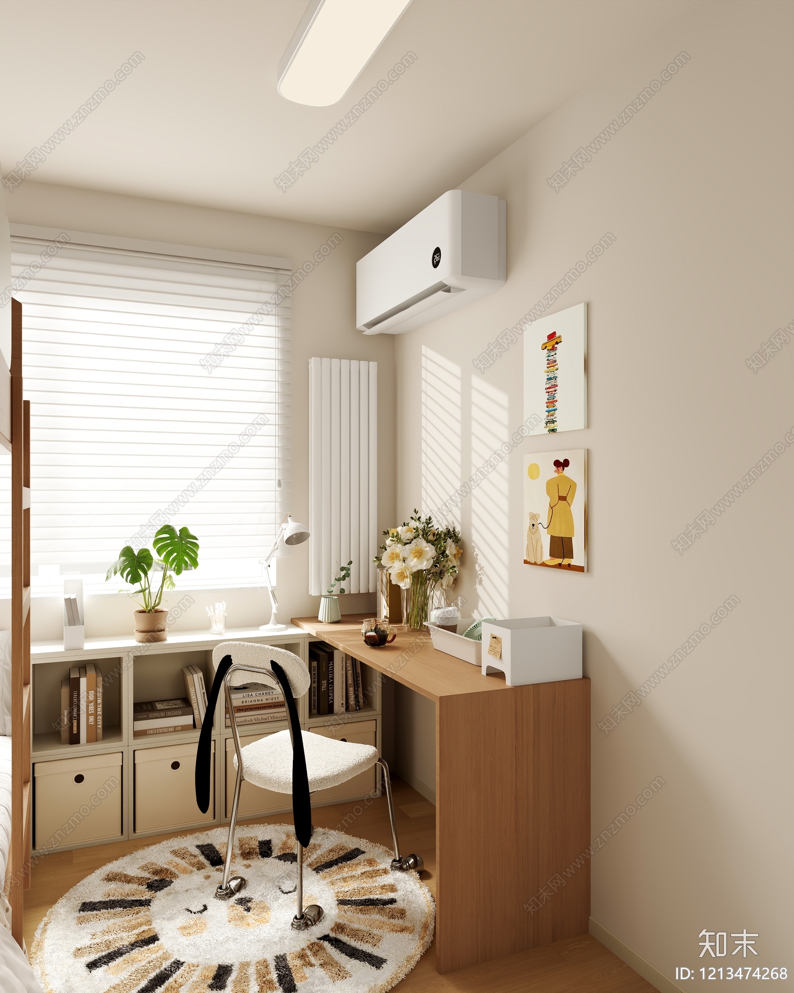 奶油风通用儿童房3D模型下载【ID:1213474268】