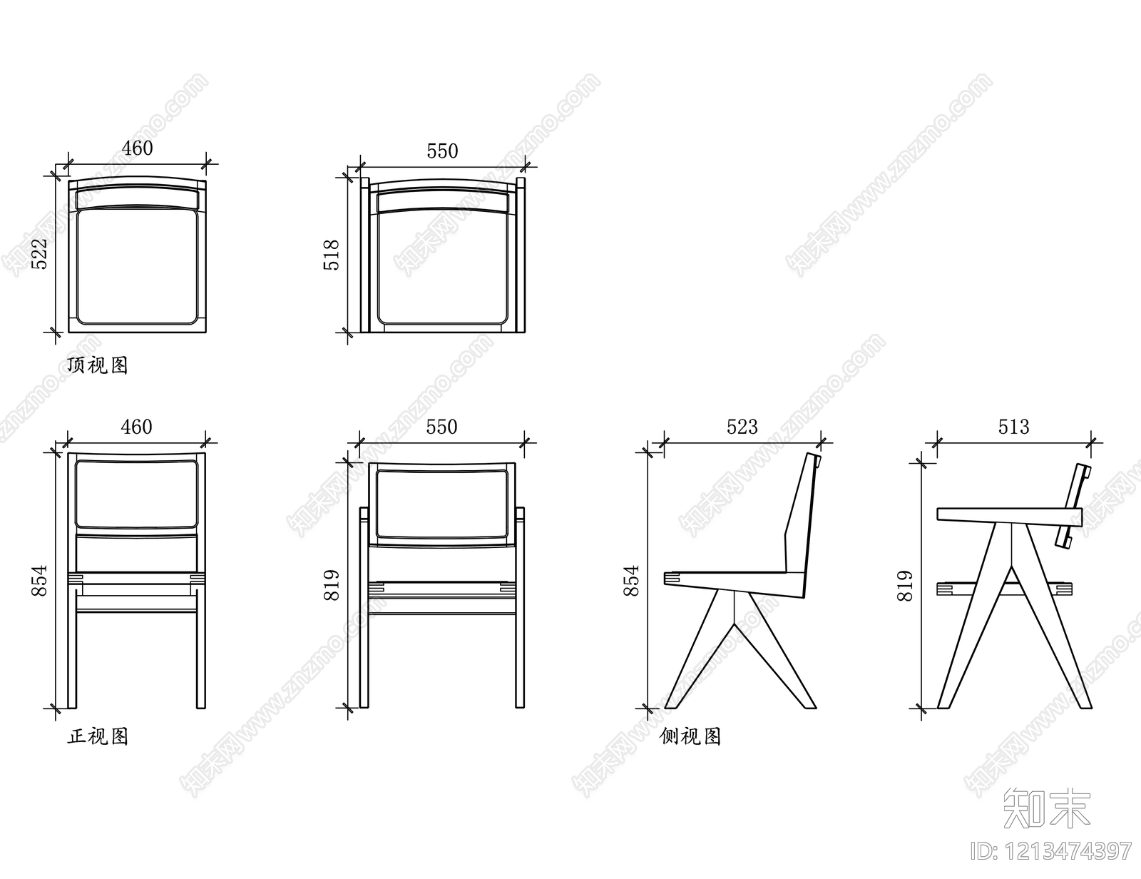 现代椅子施工图下载【ID:1213474397】