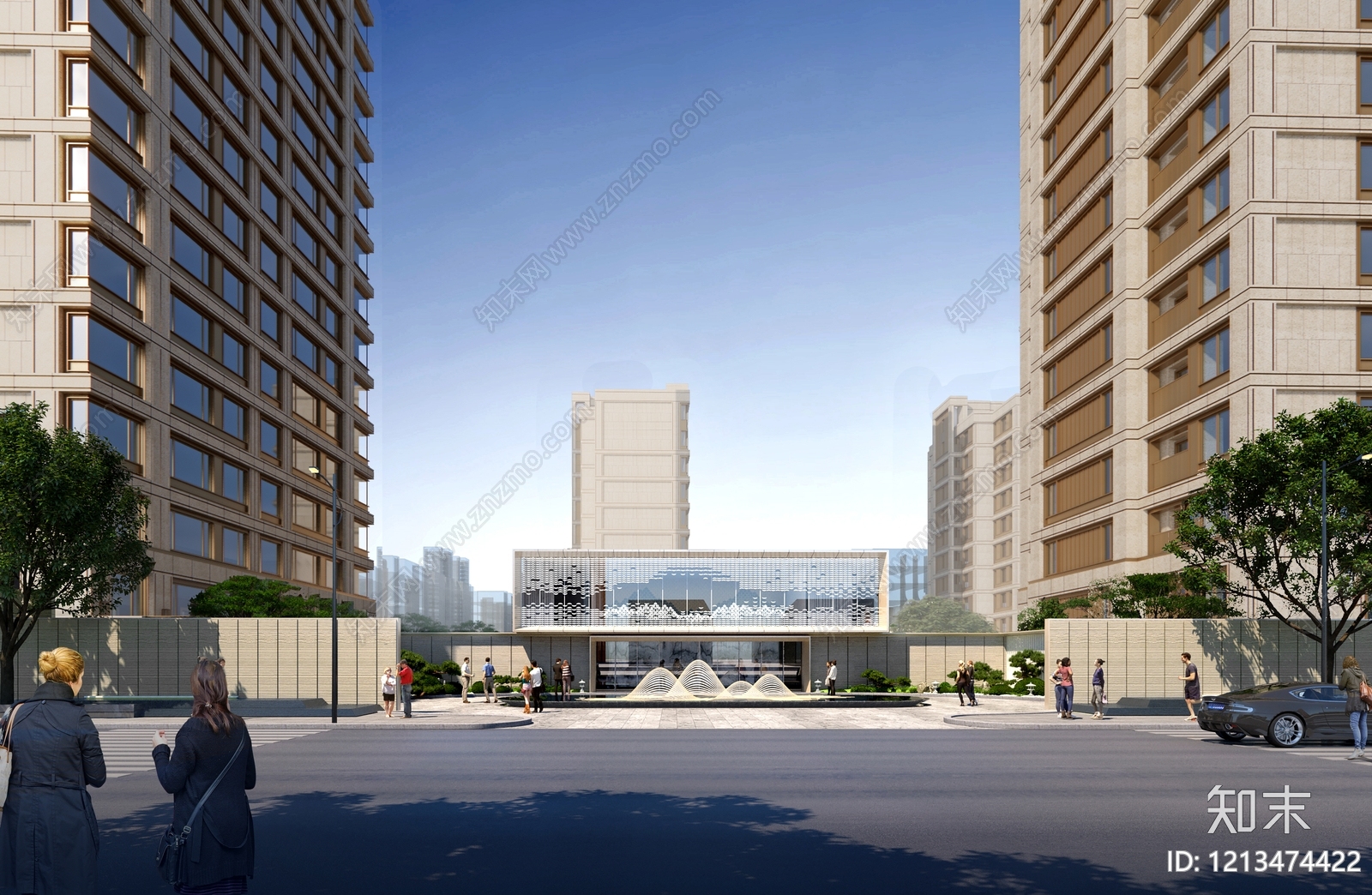 新中式售楼处建筑SU模型下载【ID:1213474422】