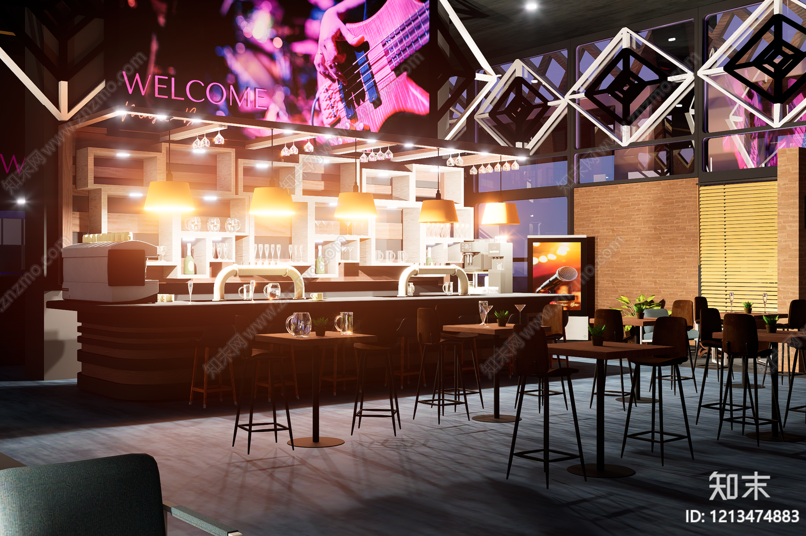 现代工业风酒吧3D模型下载【ID:1213474883】