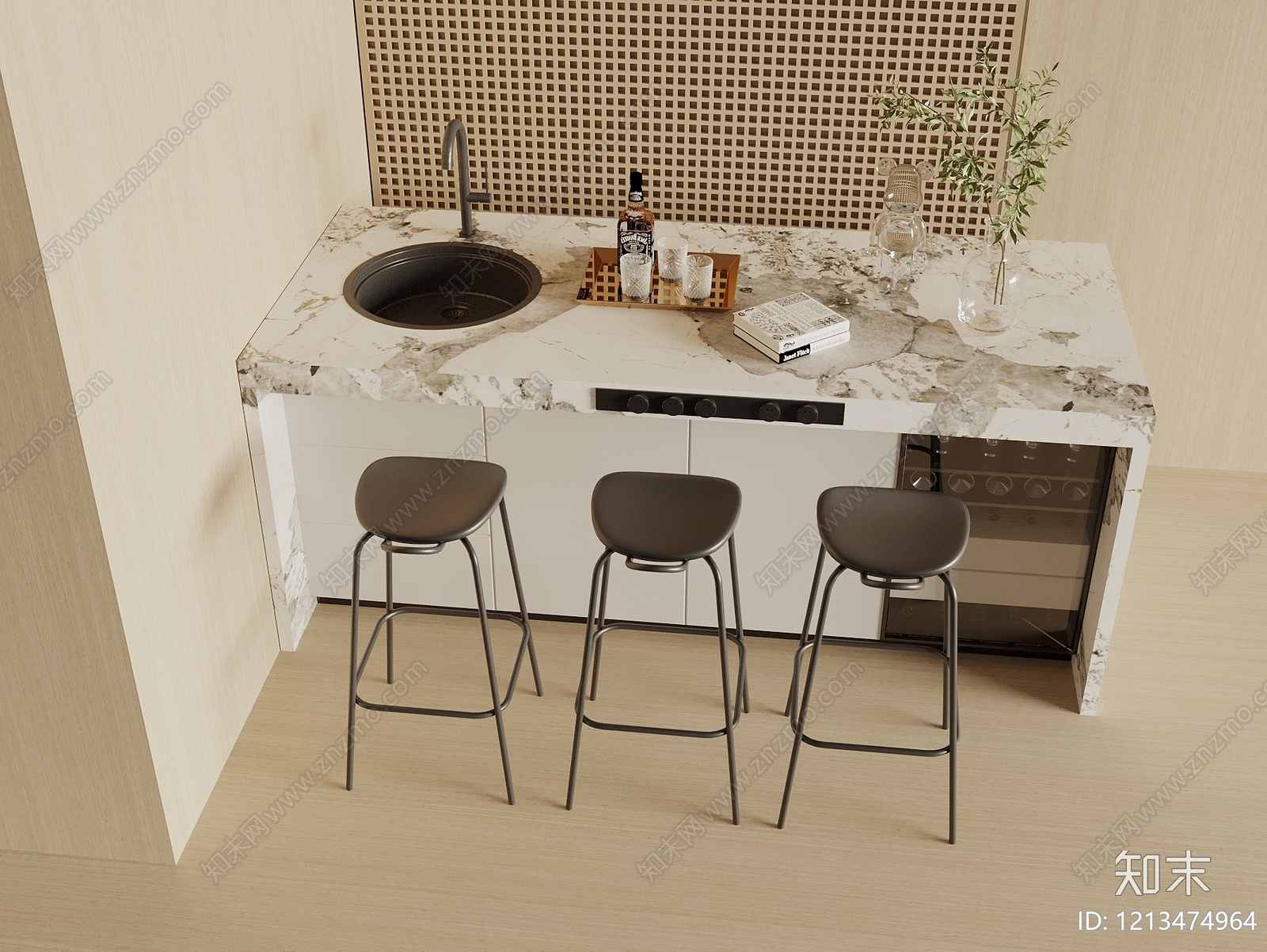 现代简约吧台3D模型下载【ID:1213474964】