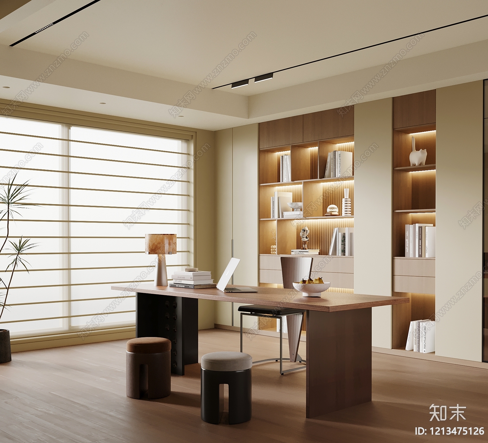 现代书房SU模型下载【ID:1213475126】