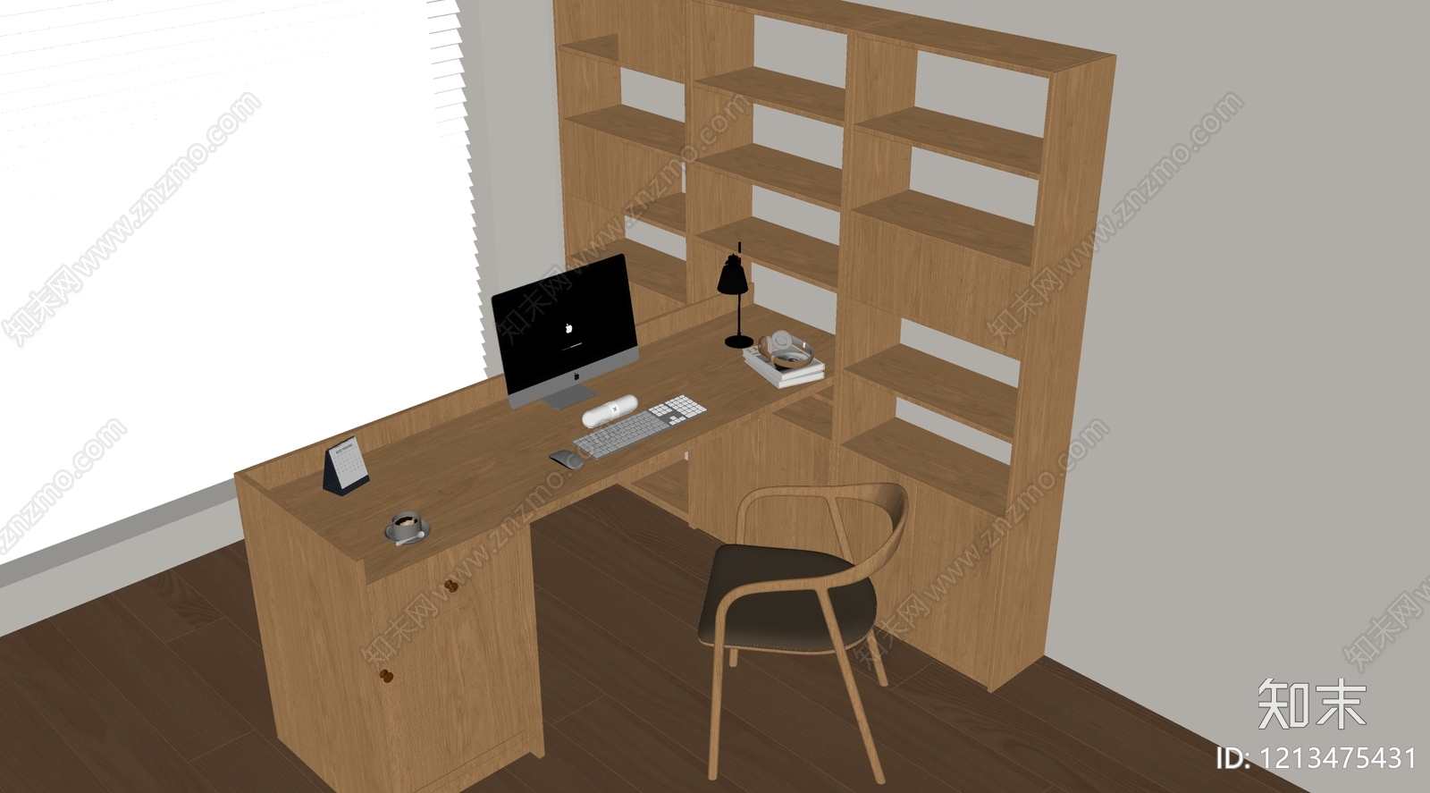 原木风书桌椅SU模型下载【ID:1213475431】