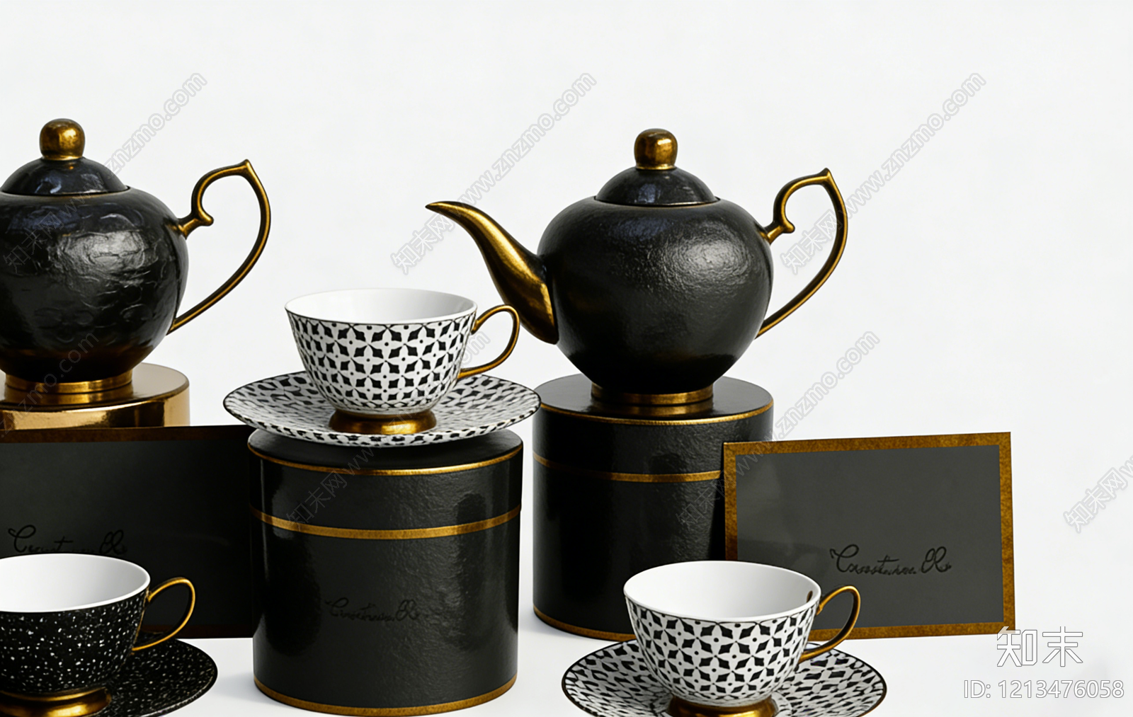 轻奢风茶具SU模型下载【ID:1213476058】