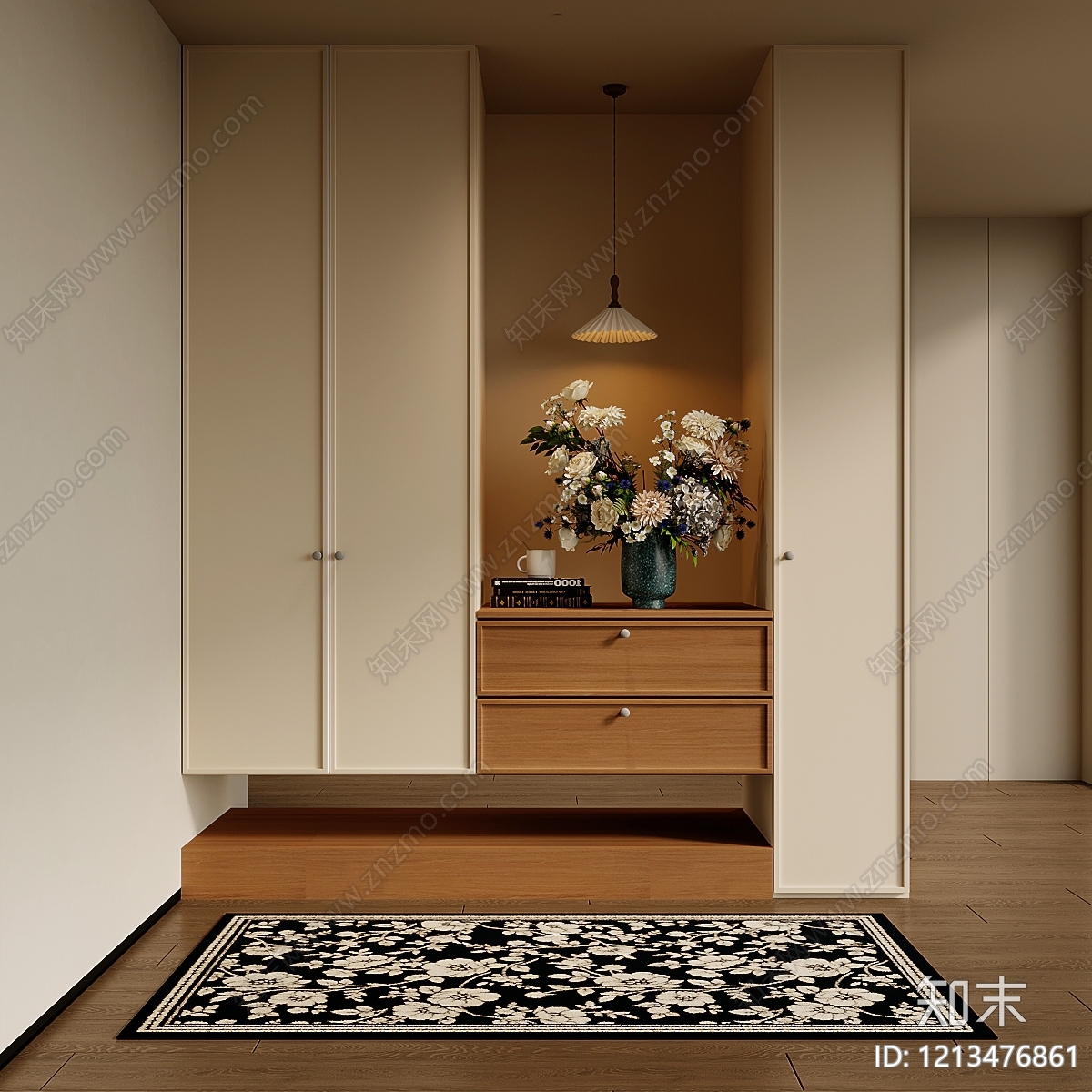 奶油风玄关3D模型下载【ID:1213476861】