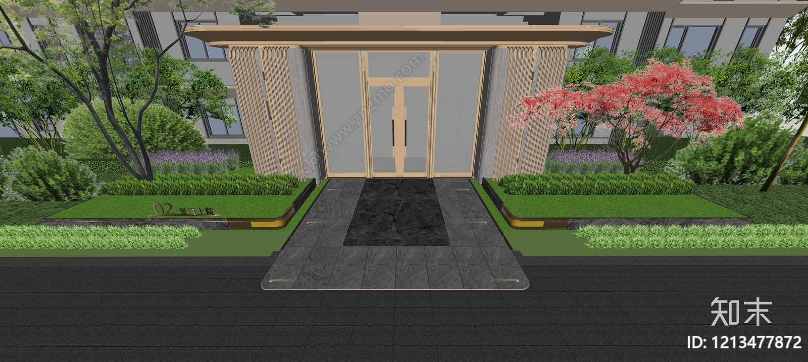 新中式入口大门SU模型下载【ID:1213477872】
