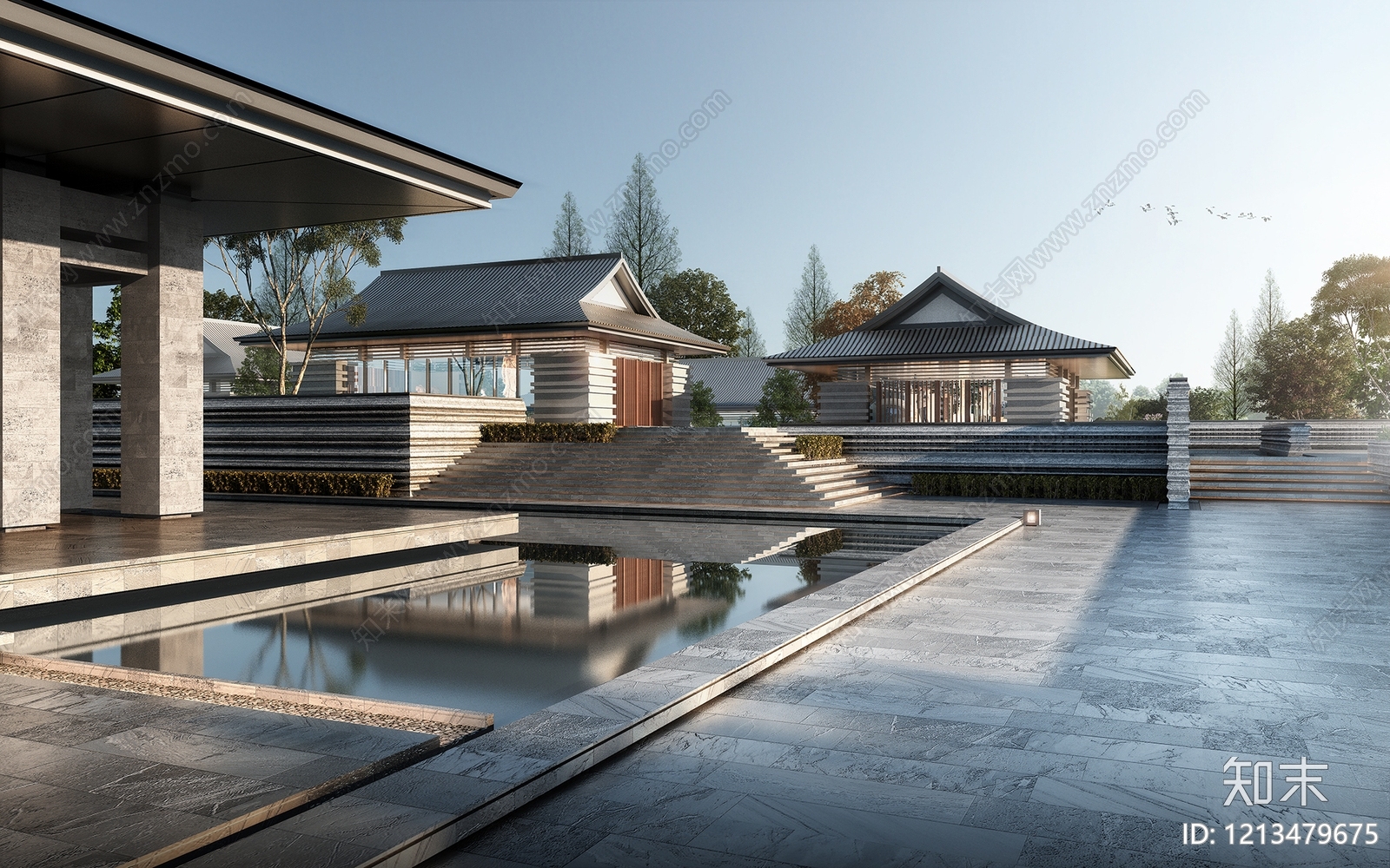 新中式博物馆3D模型下载【ID:1213479675】
