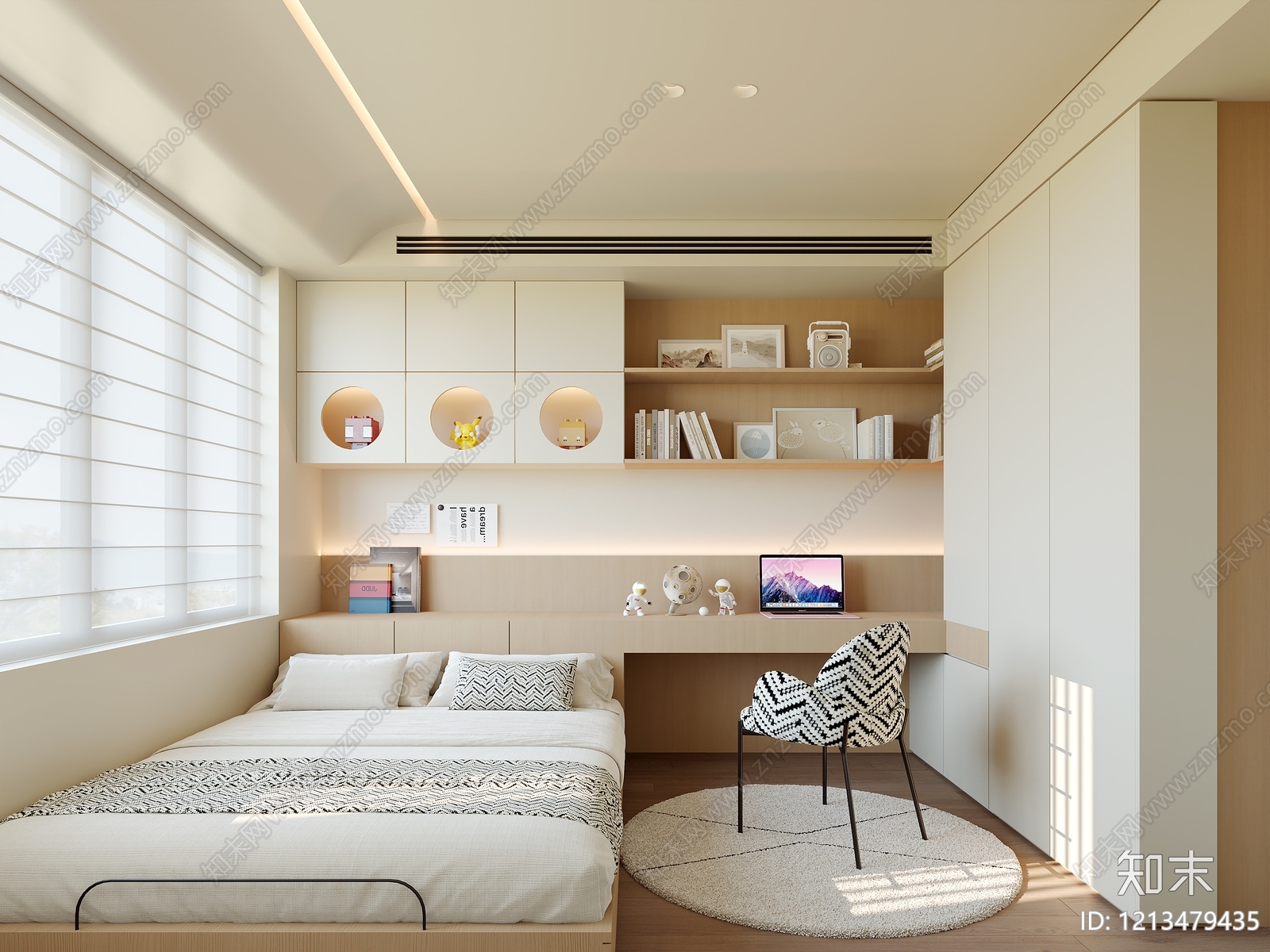 奶油风男孩房3D模型下载【ID:1213479435】