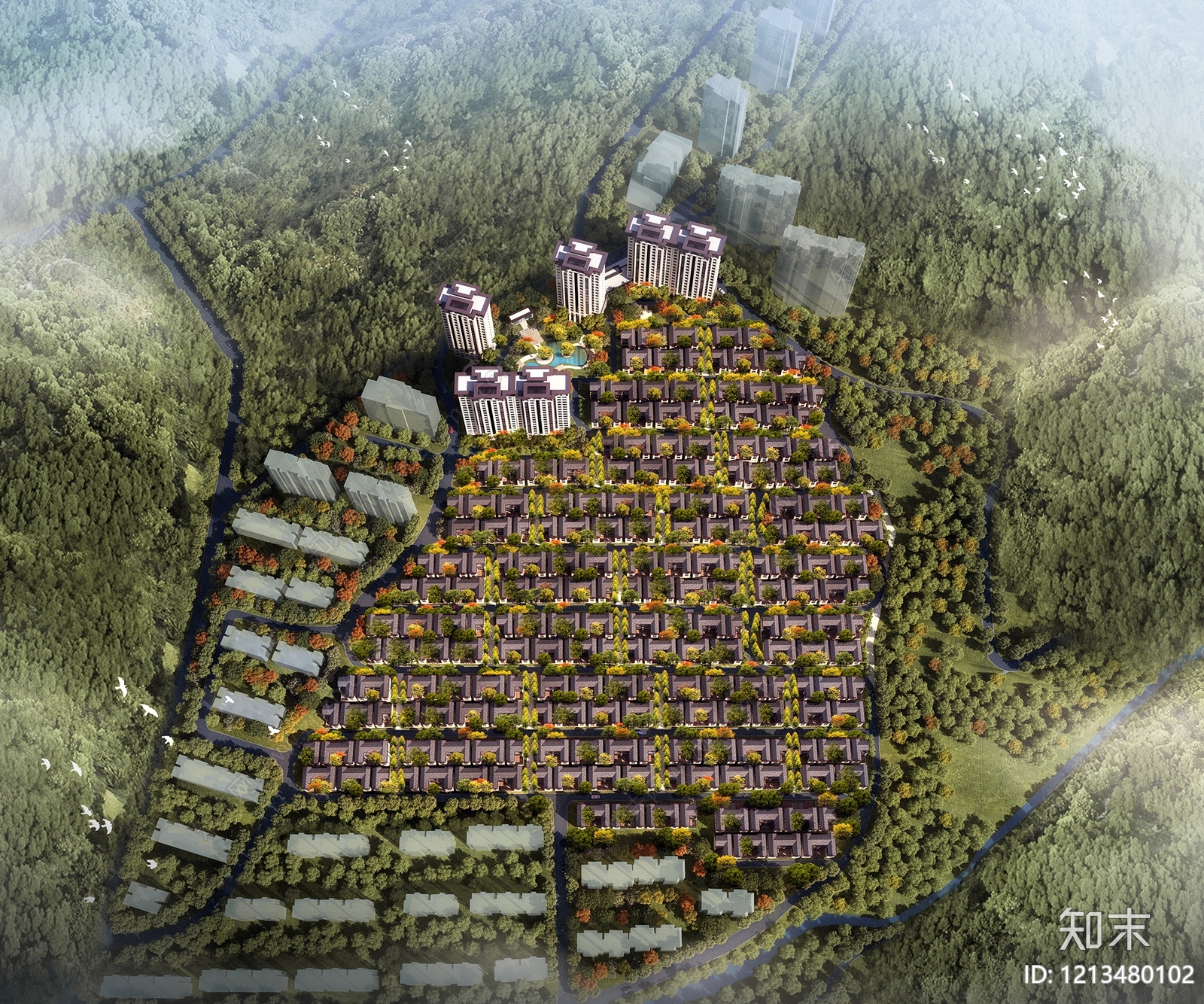新中式高层住宅3D模型下载【ID:1213480102】