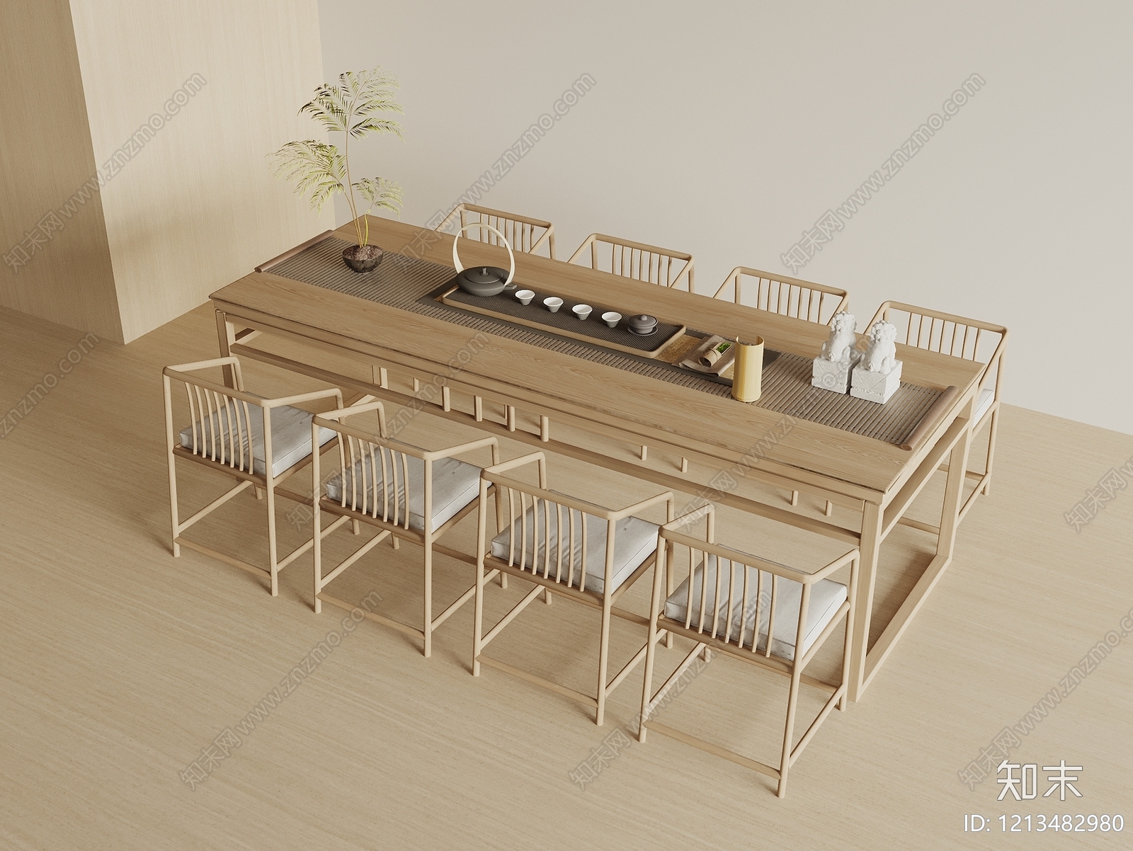 新中式茶桌椅3D模型下载【ID:1213482980】