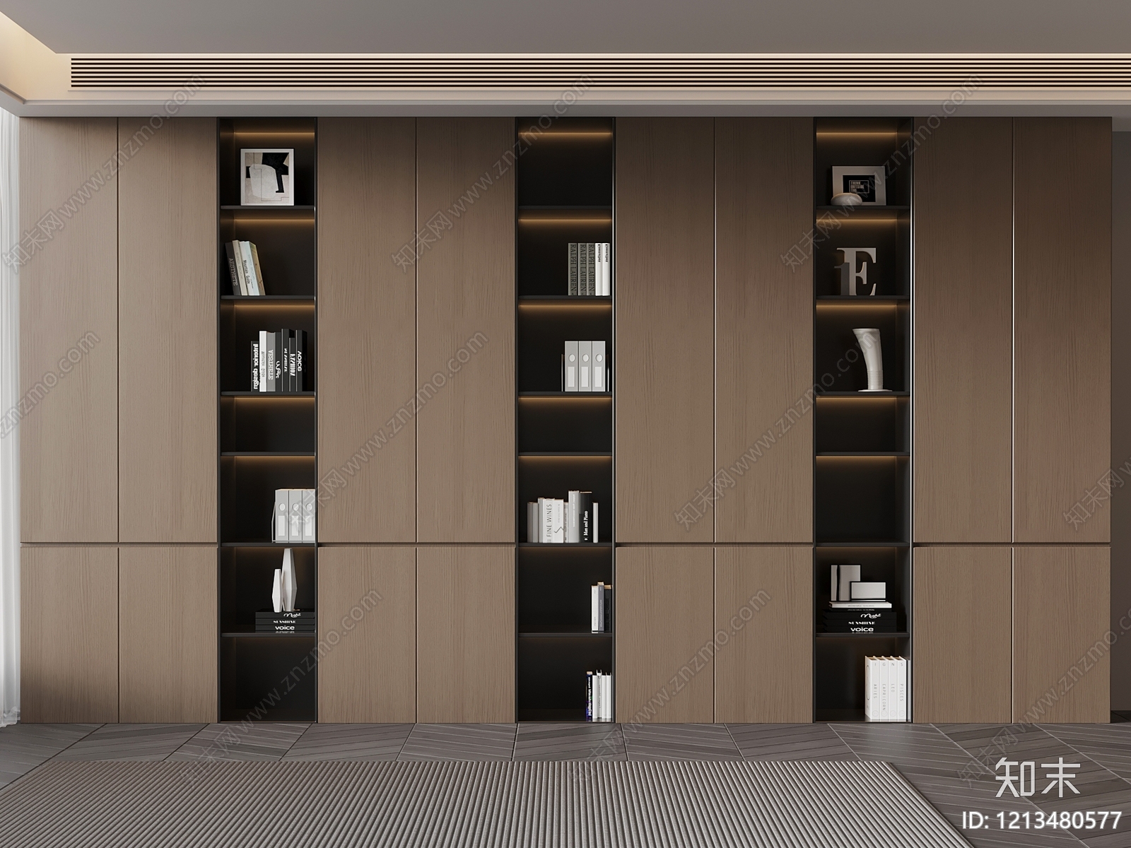 现代极简书柜3D模型下载【ID:1213480577】