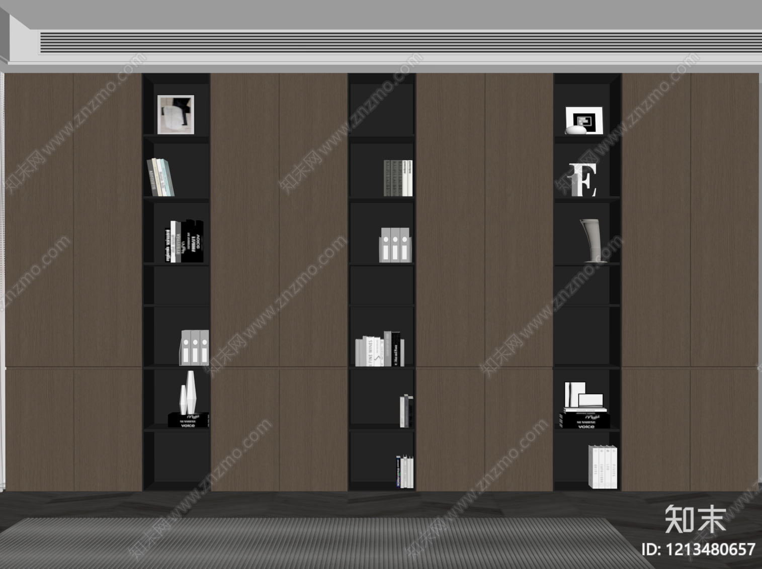 现代极简书柜SU模型下载【ID:1213480657】