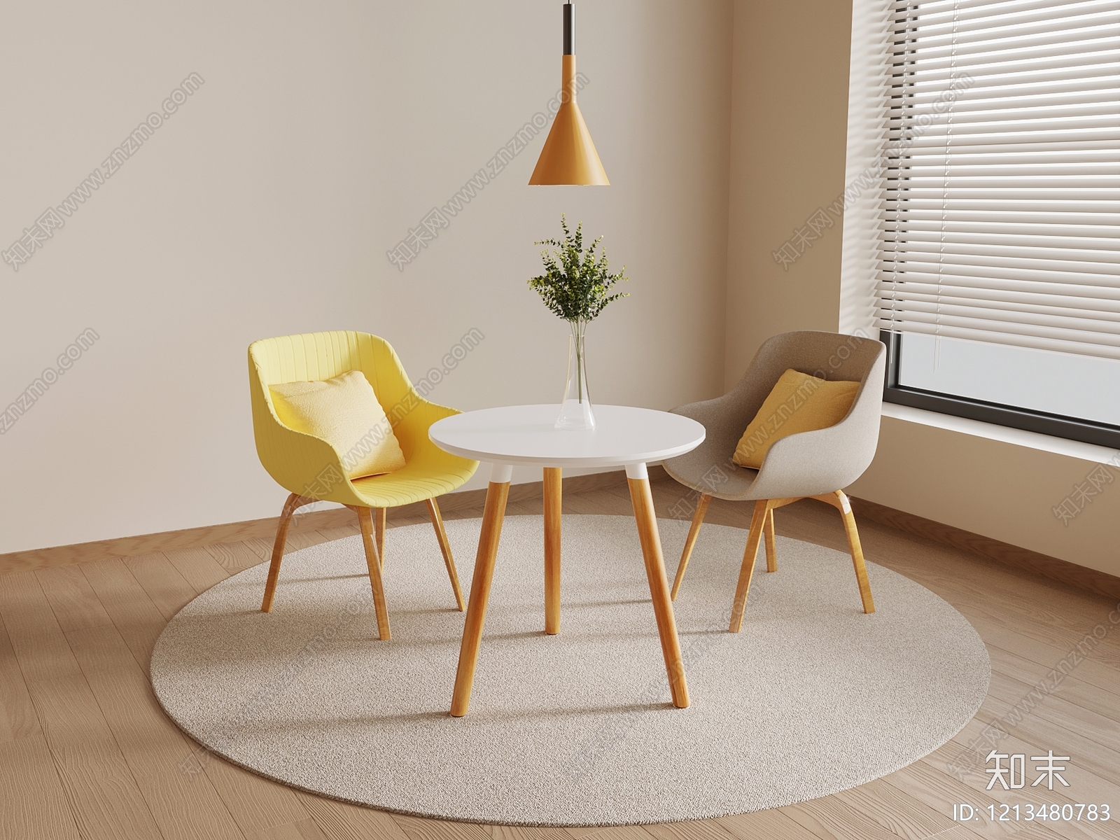 北欧风洽谈桌椅3D模型下载【ID:1213480783】