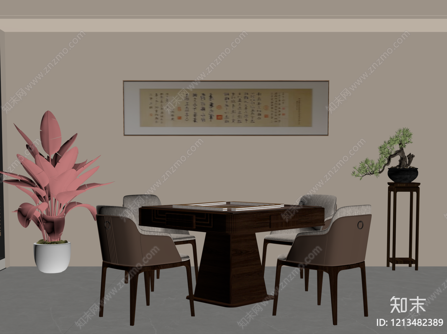 新中式棋牌室SU模型下载【ID:1213482389】