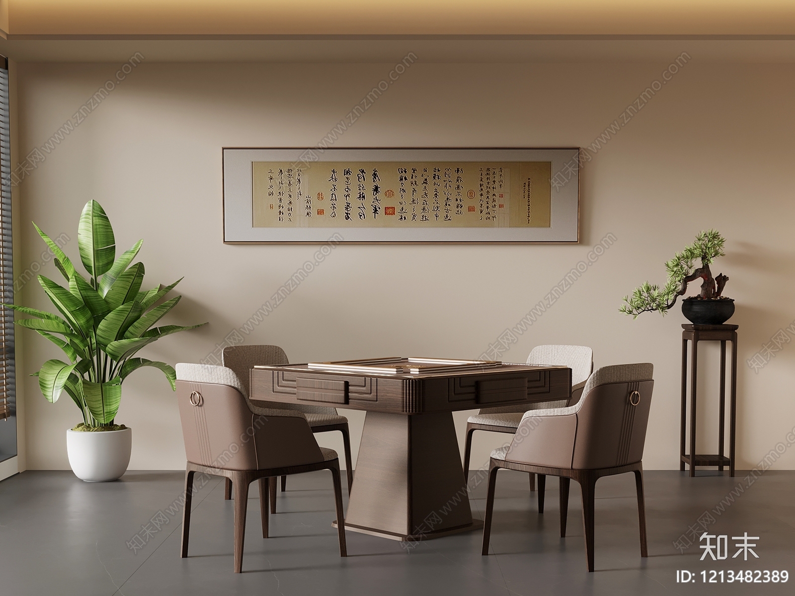 新中式棋牌室SU模型下载【ID:1213482389】