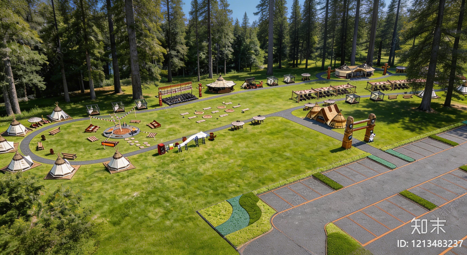 美式营地风房车营地SU模型下载【ID:1213483237】