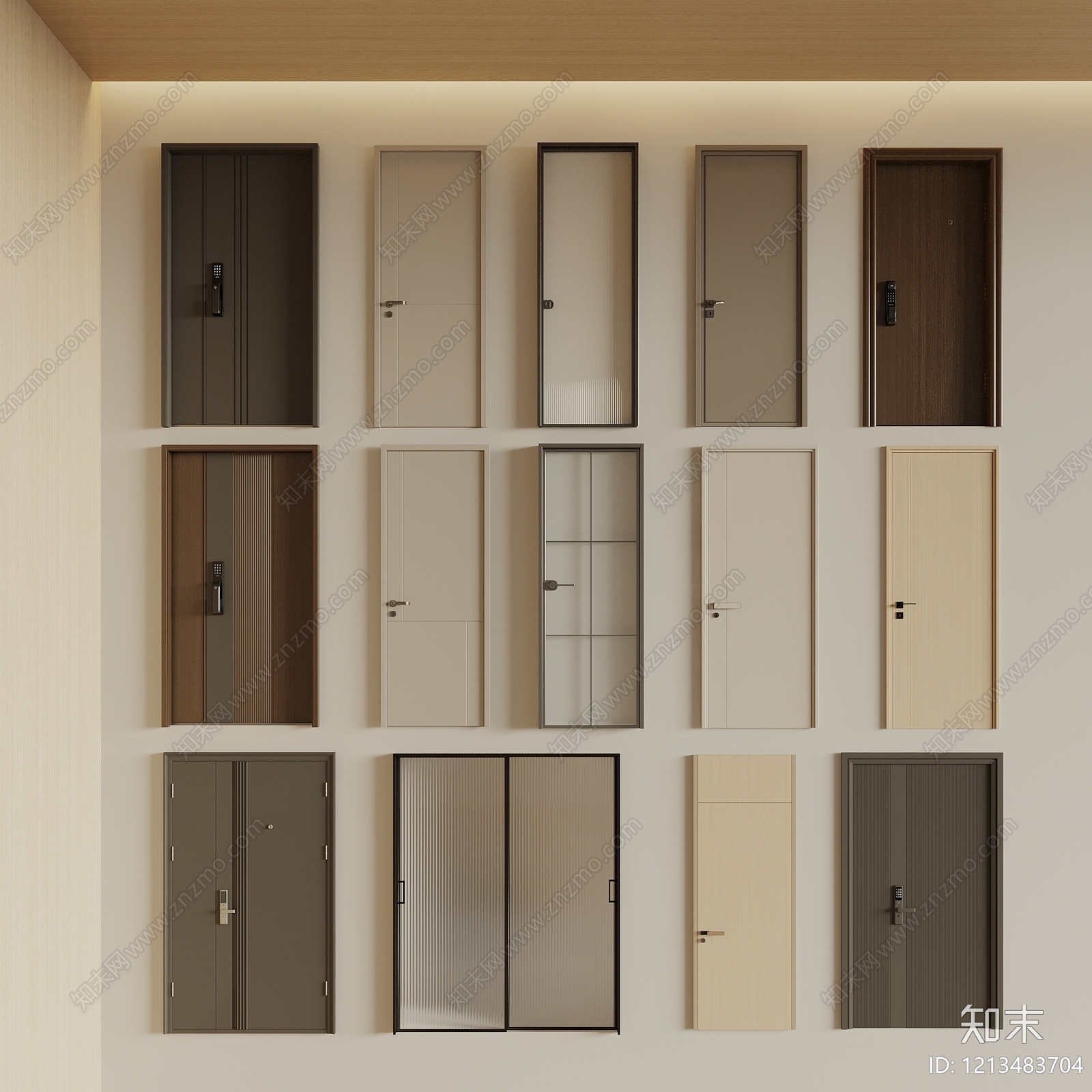 现代简约门组合3D模型下载【ID:1213483704】