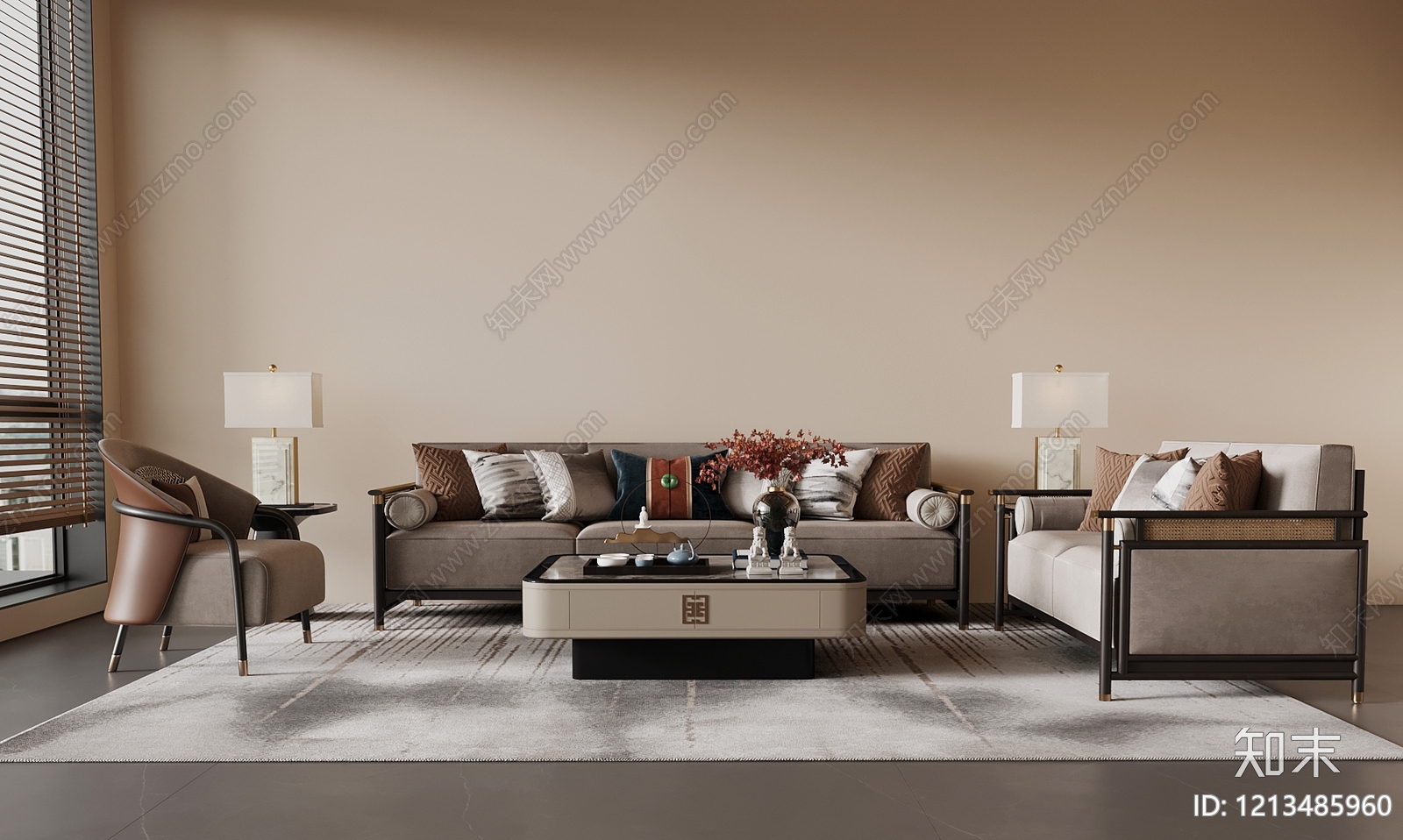 新中式家居客厅3D模型下载【ID:1213485960】