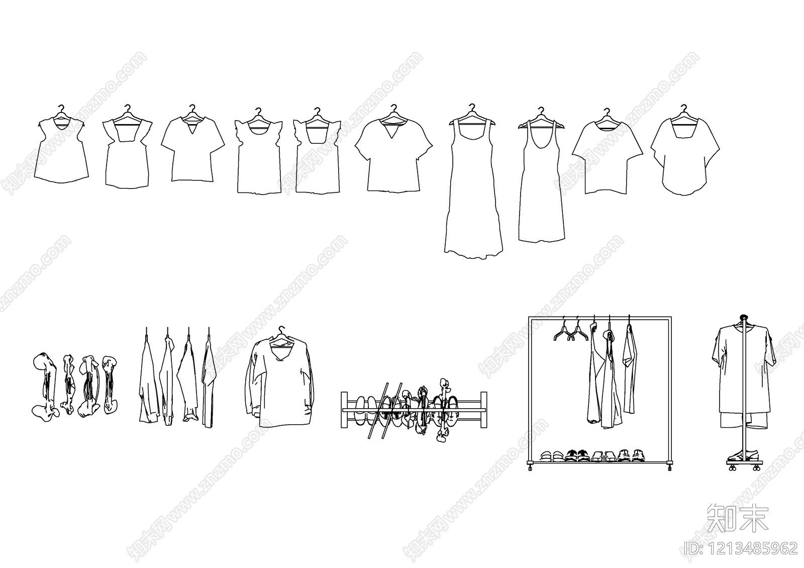 现代综合软装摆件图库施工图下载【ID:1213485962】