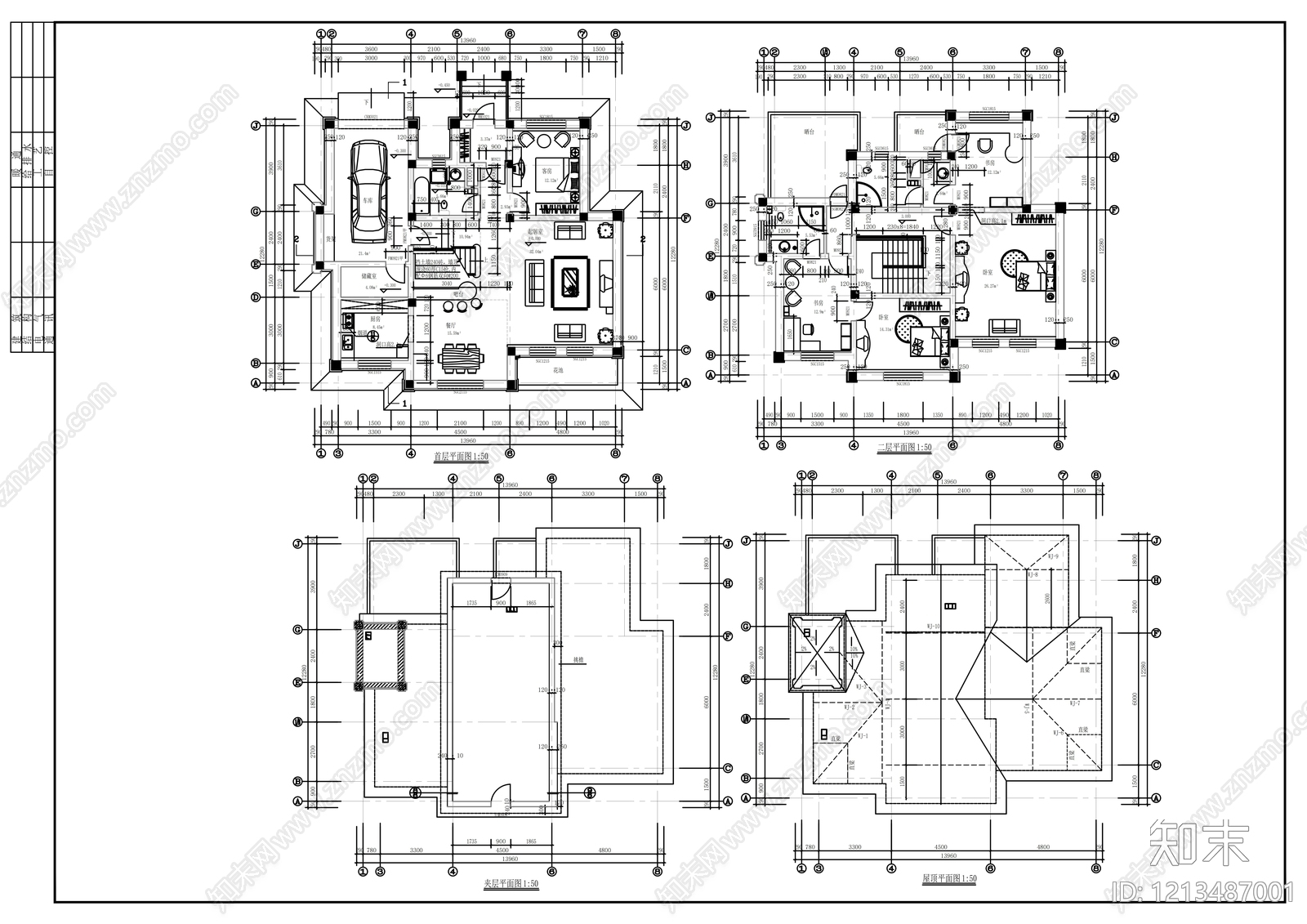 欧式别墅建筑cad施工图下载【ID:1213487001】