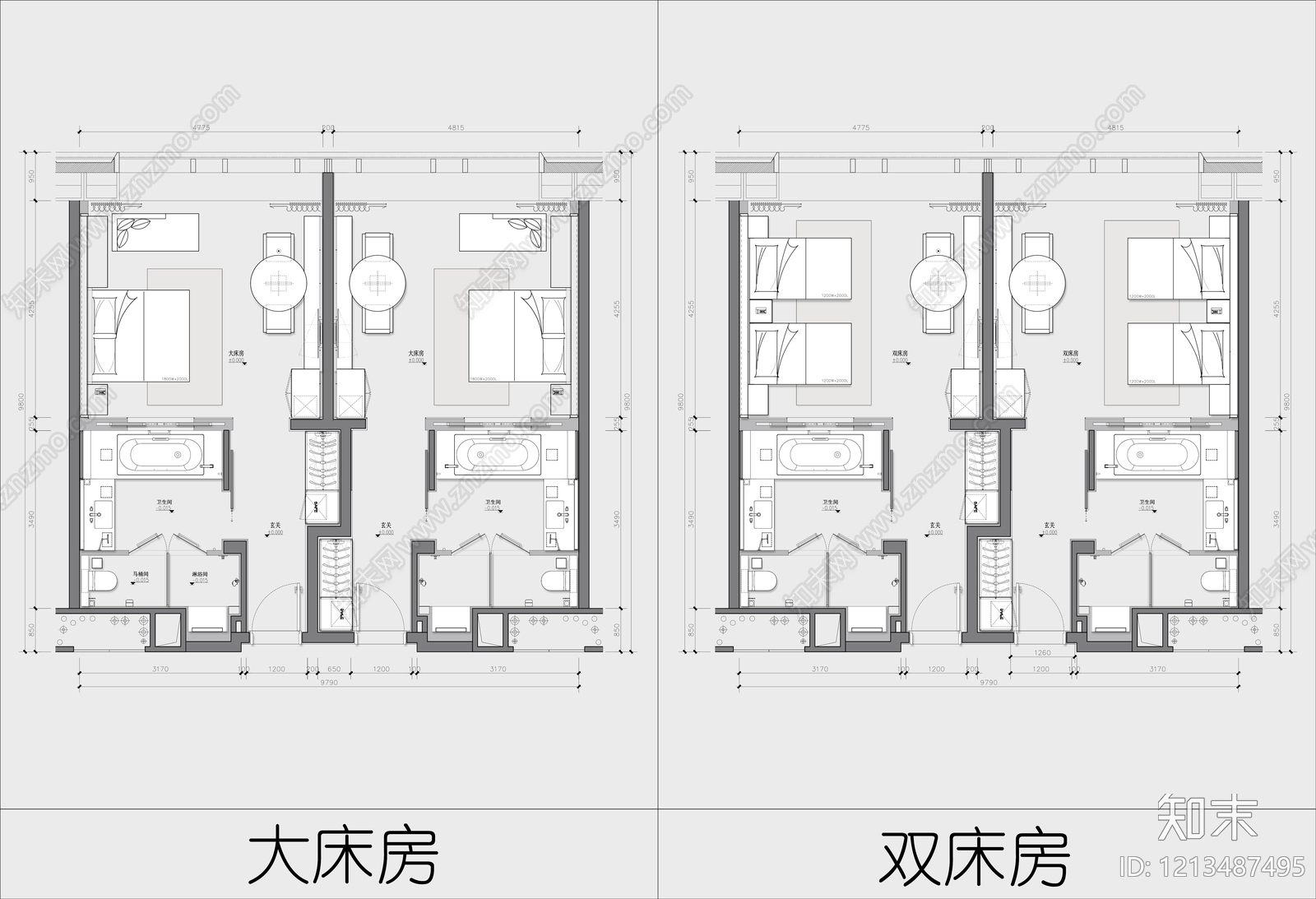 酒店客房施工图下载【ID:1213487495】
