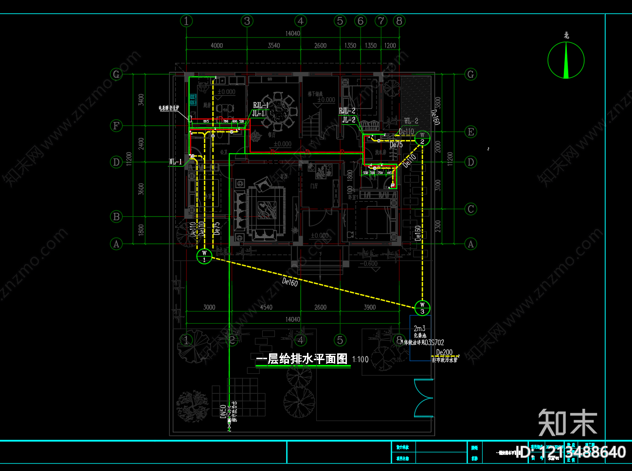 欧式别墅建筑cad施工图下载【ID:1213488640】
