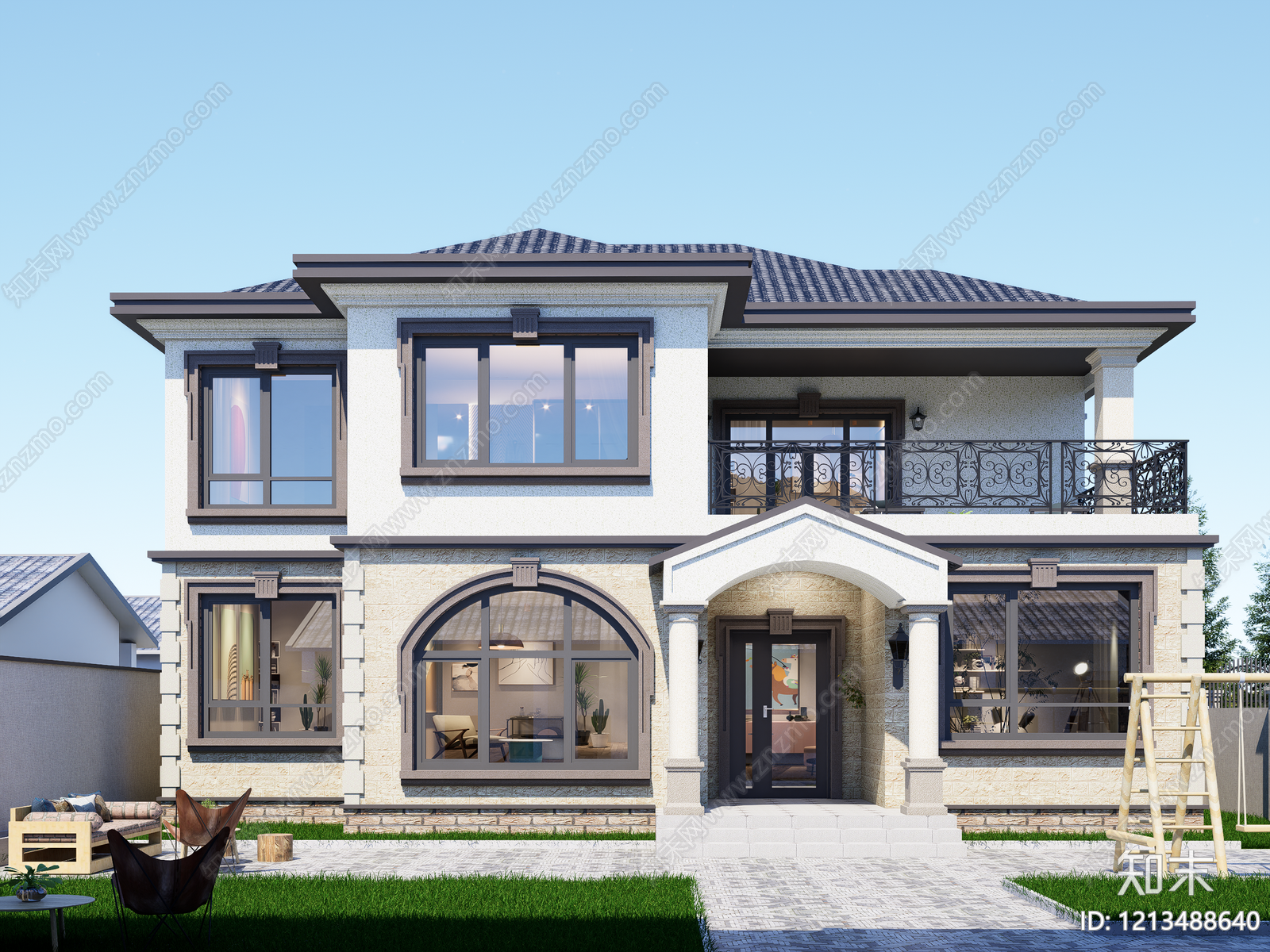 欧式别墅建筑cad施工图下载【ID:1213488640】