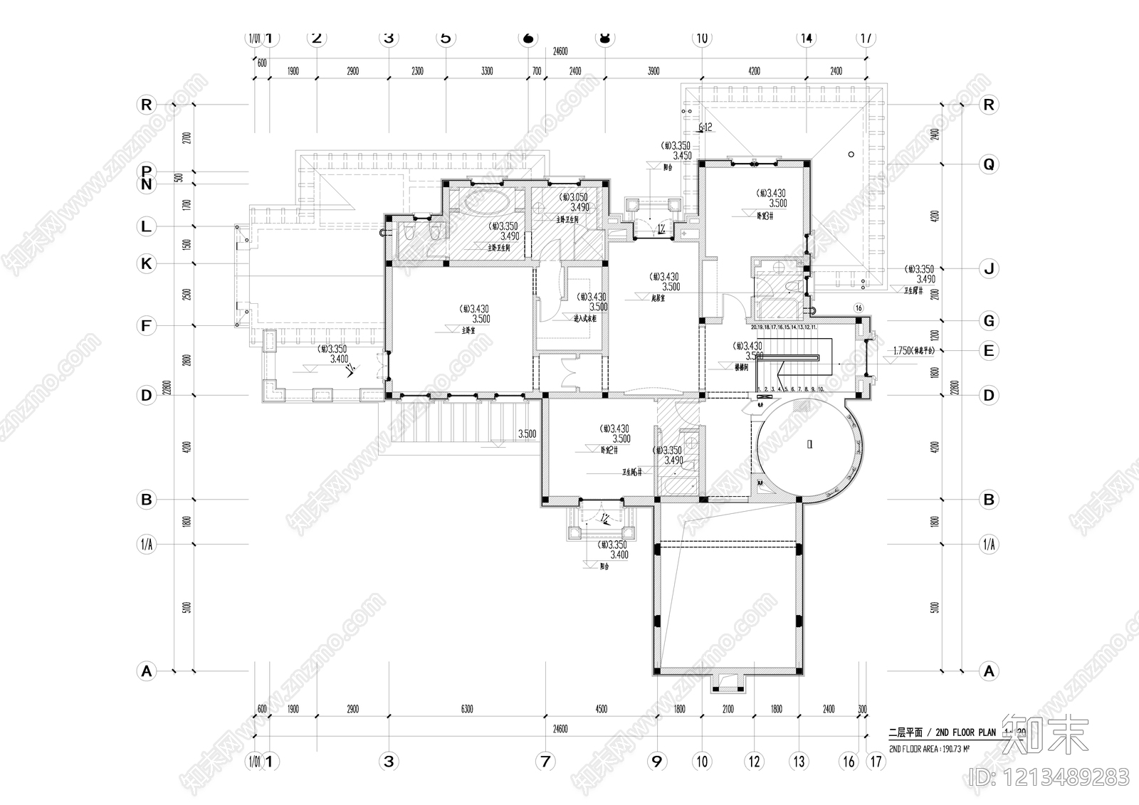 欧式别墅建筑cad施工图下载【ID:1213489283】