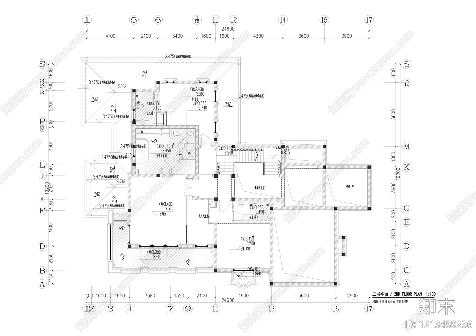 欧式别墅建筑cad施工图下载【ID:1213489236】