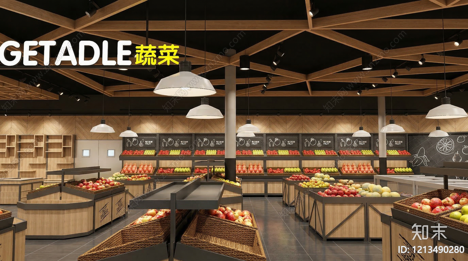 原木风超市SU模型下载【ID:1213490280】