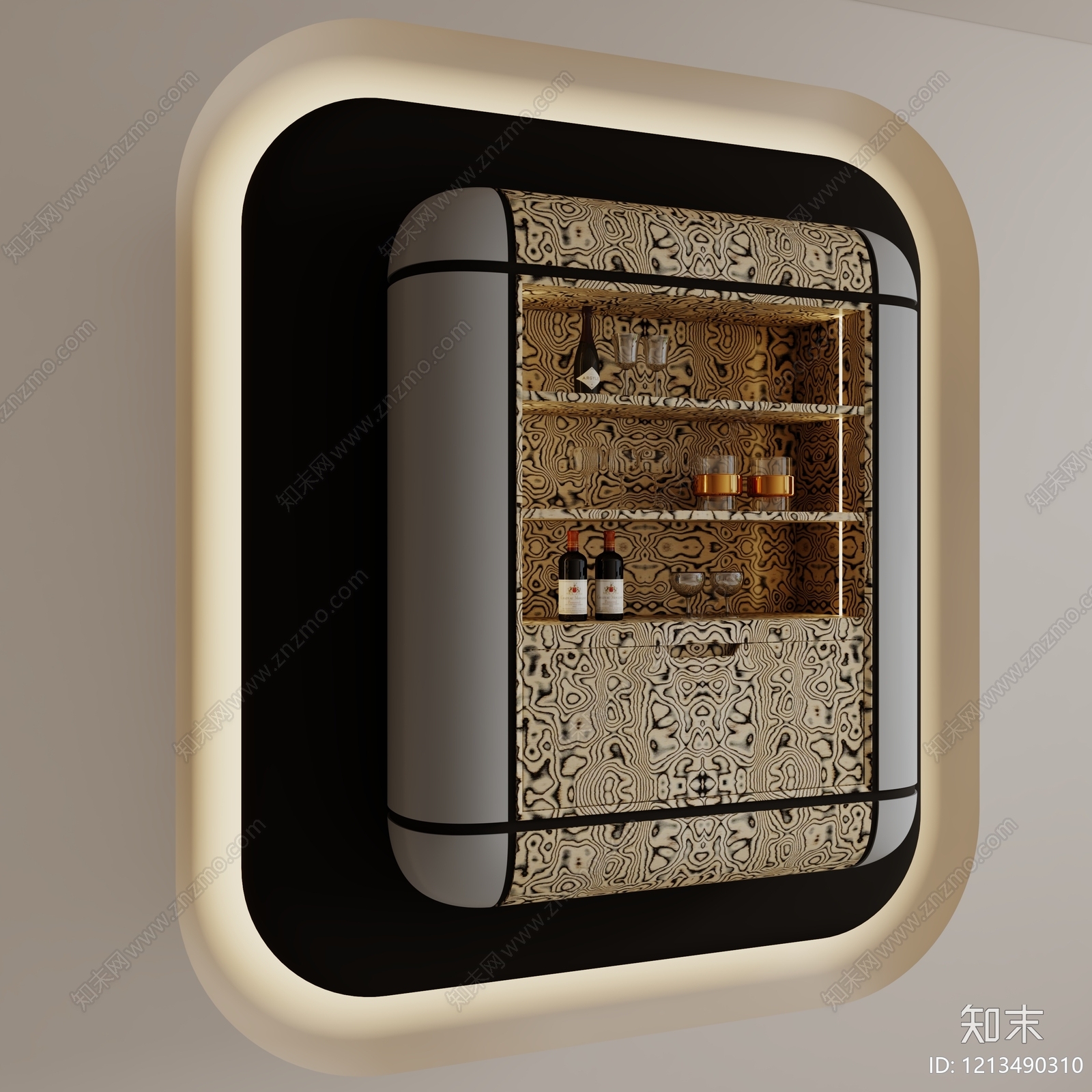 现代复古酒柜3D模型下载【ID:1213490310】