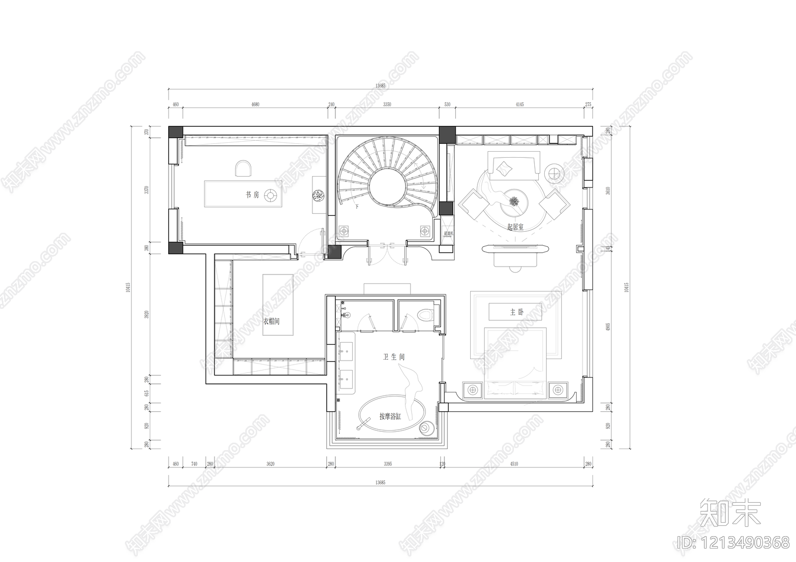 别墅cad施工图下载【ID:1213490368】