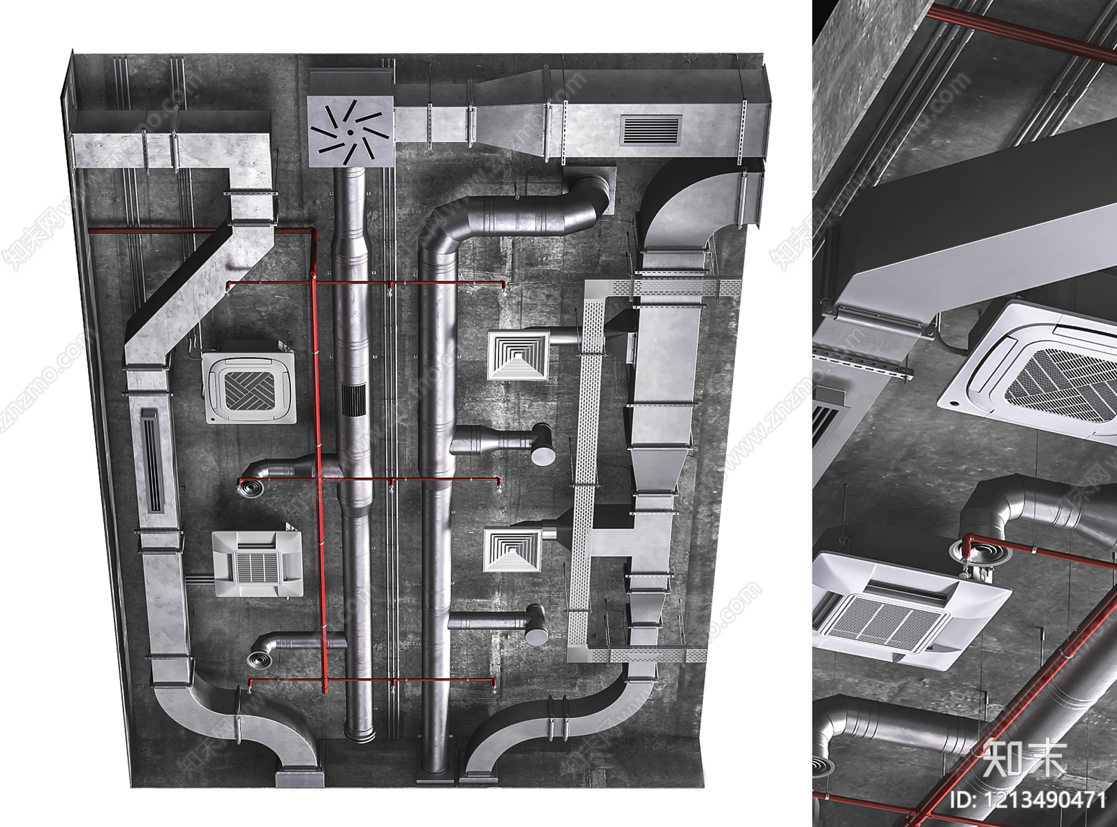 工业风管道3D模型下载【ID:1213490471】