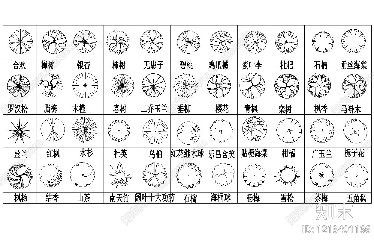 现代简约绿植施工图下载【ID:1213491166】